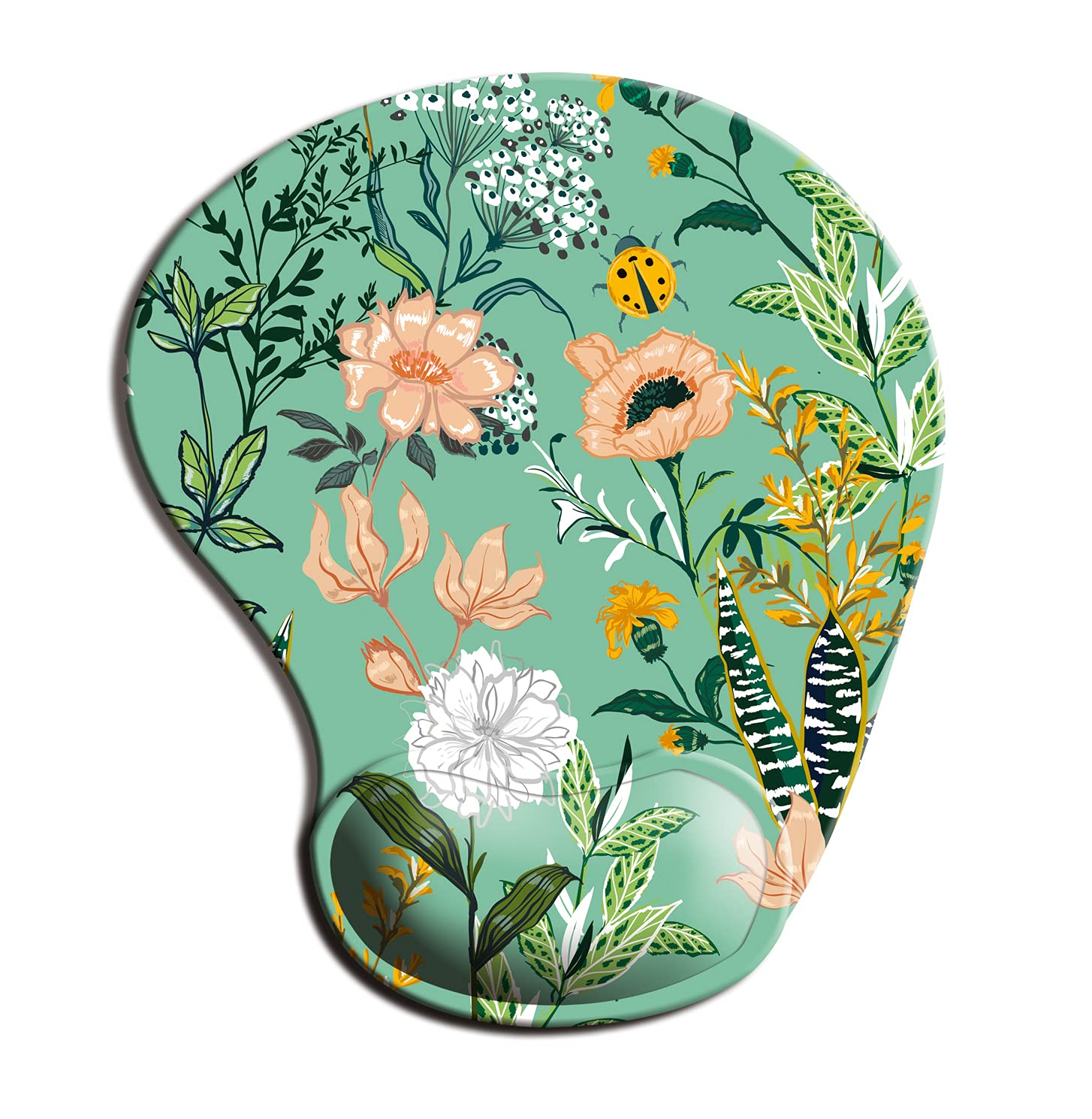 Dooke Ergonomic Mouse Pad with Wrist Support - Non-Slip PU Base, Cute Green Floral Design for Pain Relief - Perfect for Home Office, Working, Studying & Easy Typing | Comfortable Computer Accessory for Long Hours Use