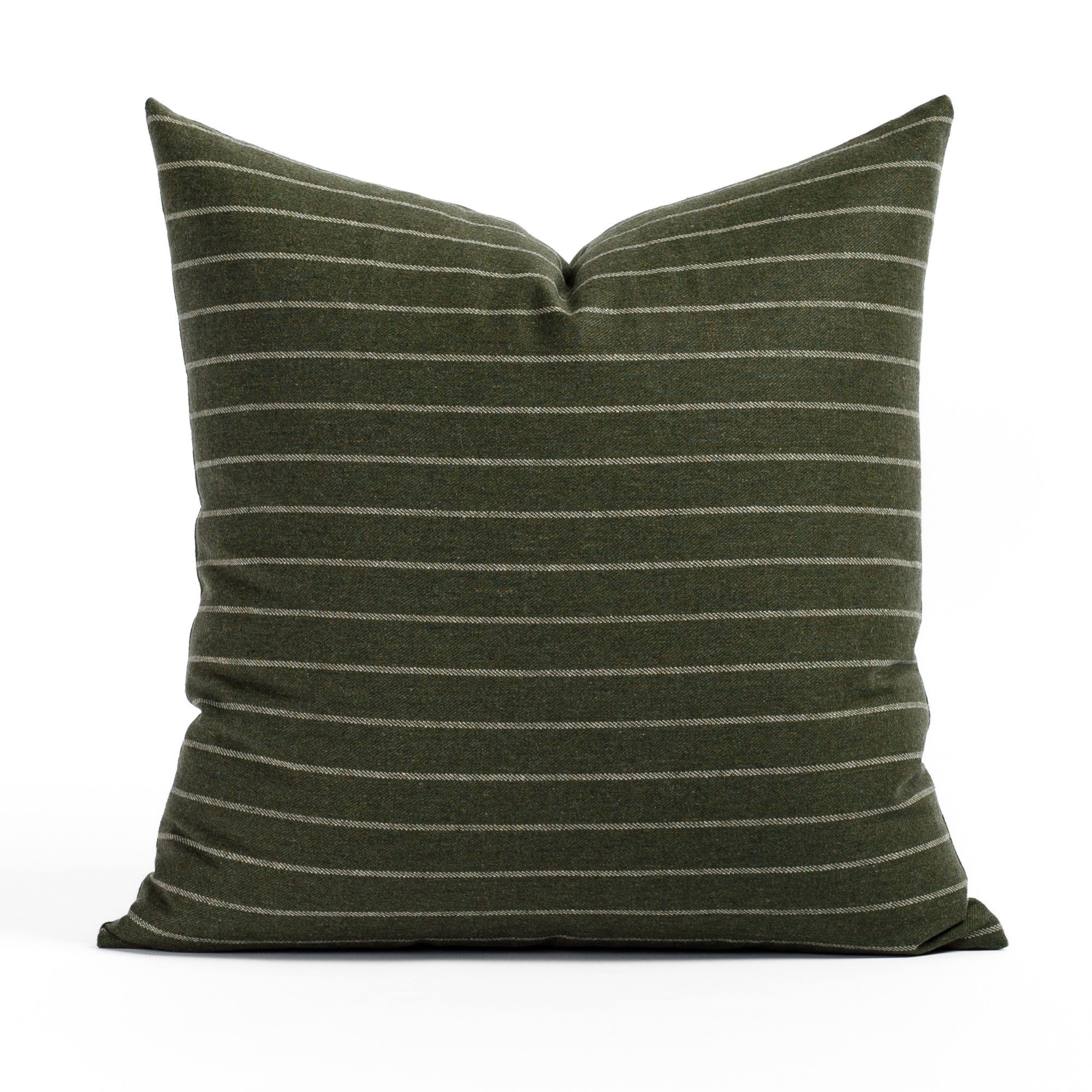 Hunter Stripe 20x20 Decorative Throw Pillow Cover - Moss Green Cotton Linen Blend Cushion Case for Sofa, Bed, Living Room & Home Decor