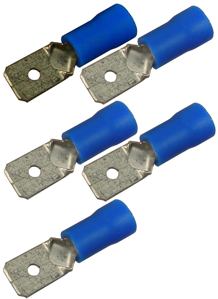 PM V1856QT Vinyl .250 Male Connector - Pack of 5 - Durable Electrical Terminals for Automotive, Marine & DIY Projects