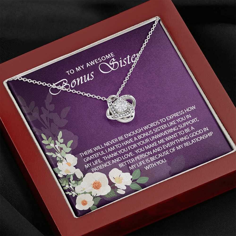 Handmade Message Card Necklace - Personalized Jewelry Gift for Bonus Sister | Birthday, Christmas, Mother's Day & Appreciation Present | Perfect for Special Occasions & Heartfelt Moments