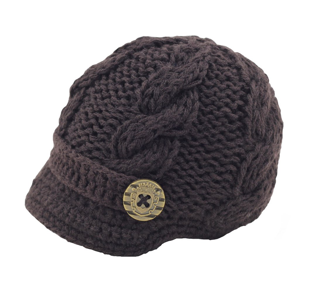 Baby Boys Crochet Knit Newsboy Cap with Brim & Buttons - Vintage Photography Hat for Newborns & Toddlers - Perfect for Photo Shoots, Parties & Everyday Wear
