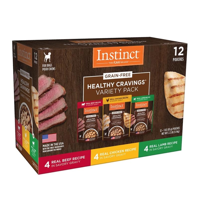 Instinct Healthy Cravings Variety Pack Wet Dog Food Topper - 12 Pack of 3oz Cans - Grain Free, Natural Ingredients for Dogs - Perfect for Meal Topping & Picky Eaters