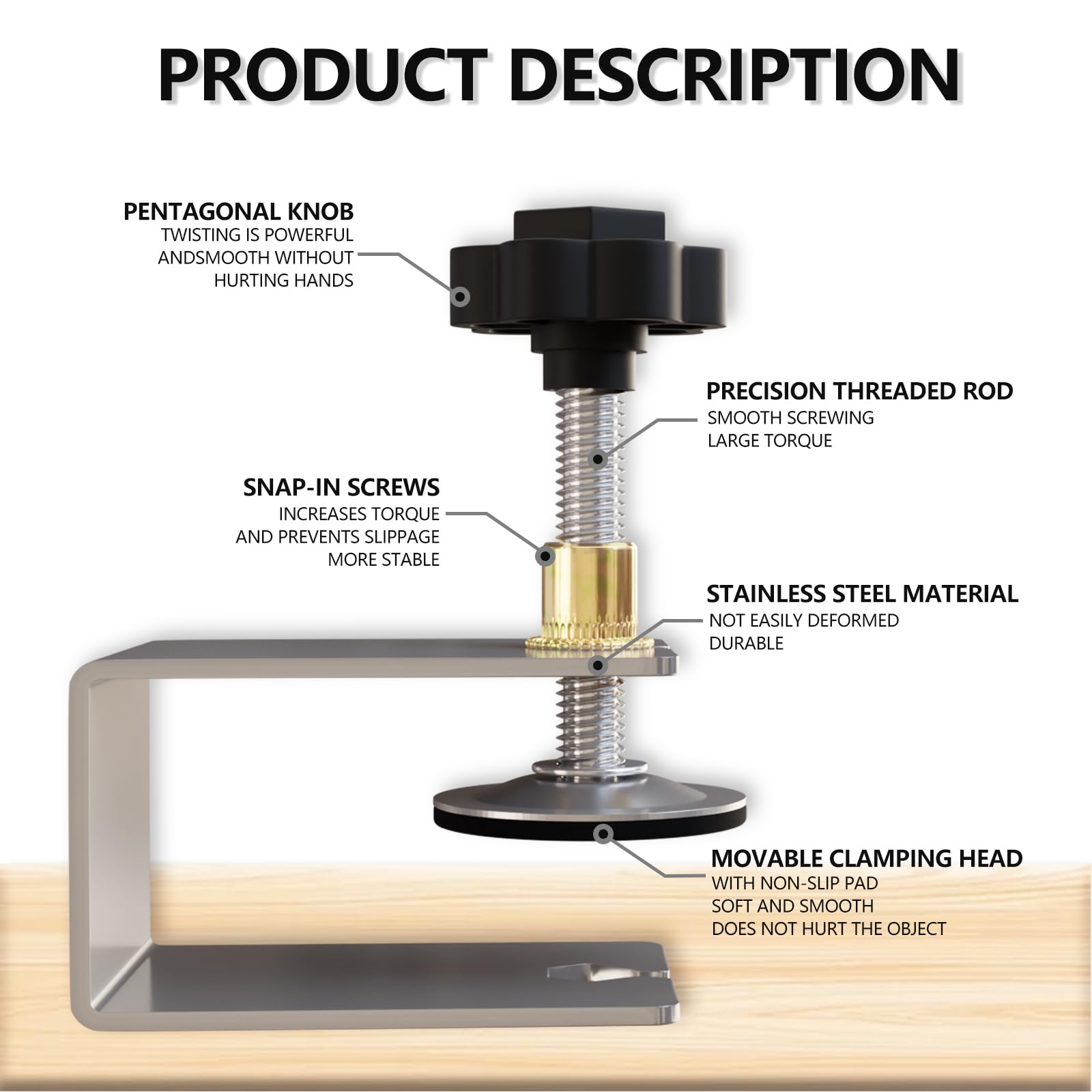 CSOOM Drawer Front Installation Clamps Set - Woodworking Clamps with Countersink Drill Bits, PH2 Impact Drill Bits & Free Screws - C-Shaped Cabinet Hardware for DIY Home Improvement & Furniture Assembly