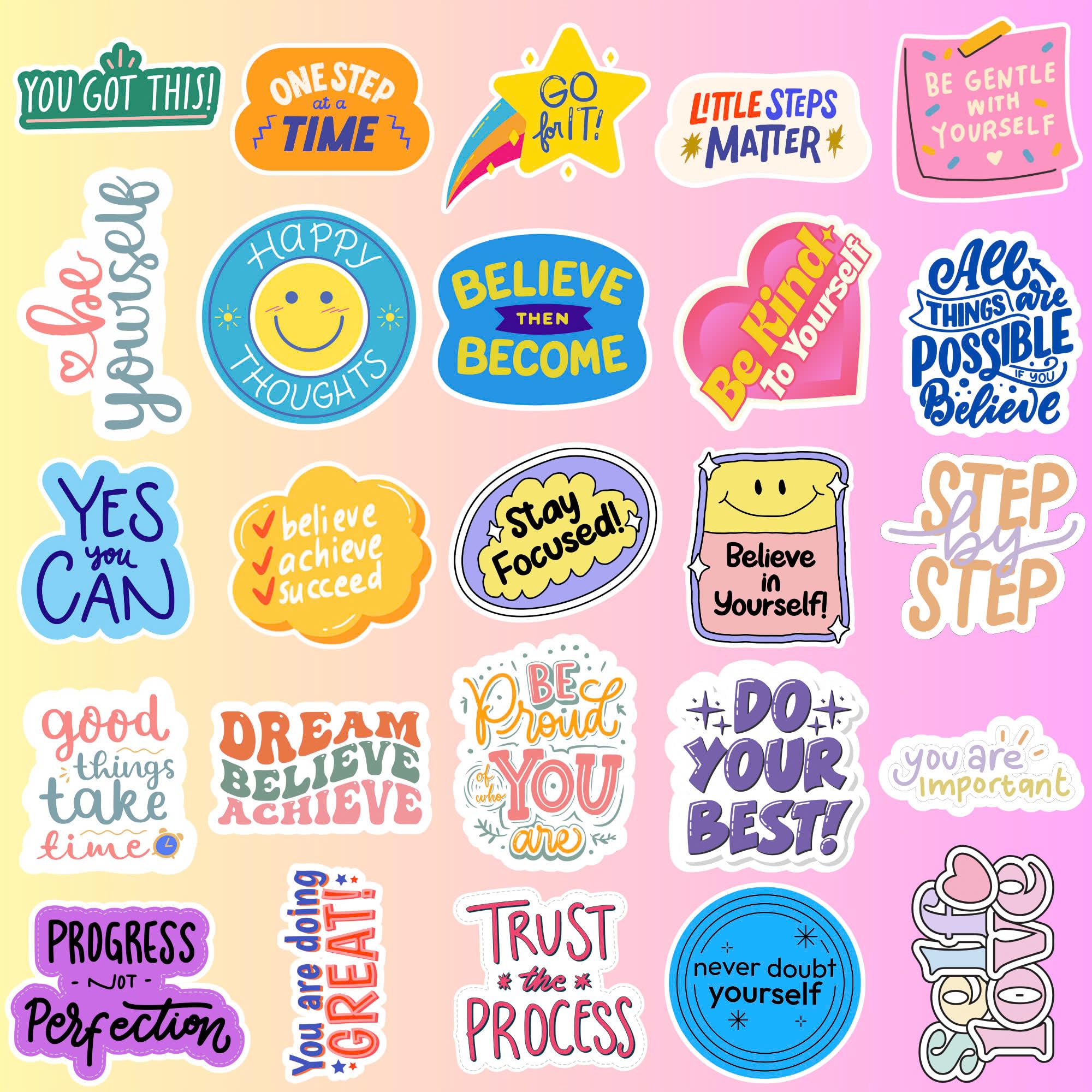 Motivational Vinyl Stickers - Inspirational Positive Quote Decals for Water Bottles, Skateboards & Laptops - Encouraging Gift Ideas for Students, Kids & Teens - Perfect for School, Work & Daily Motivation