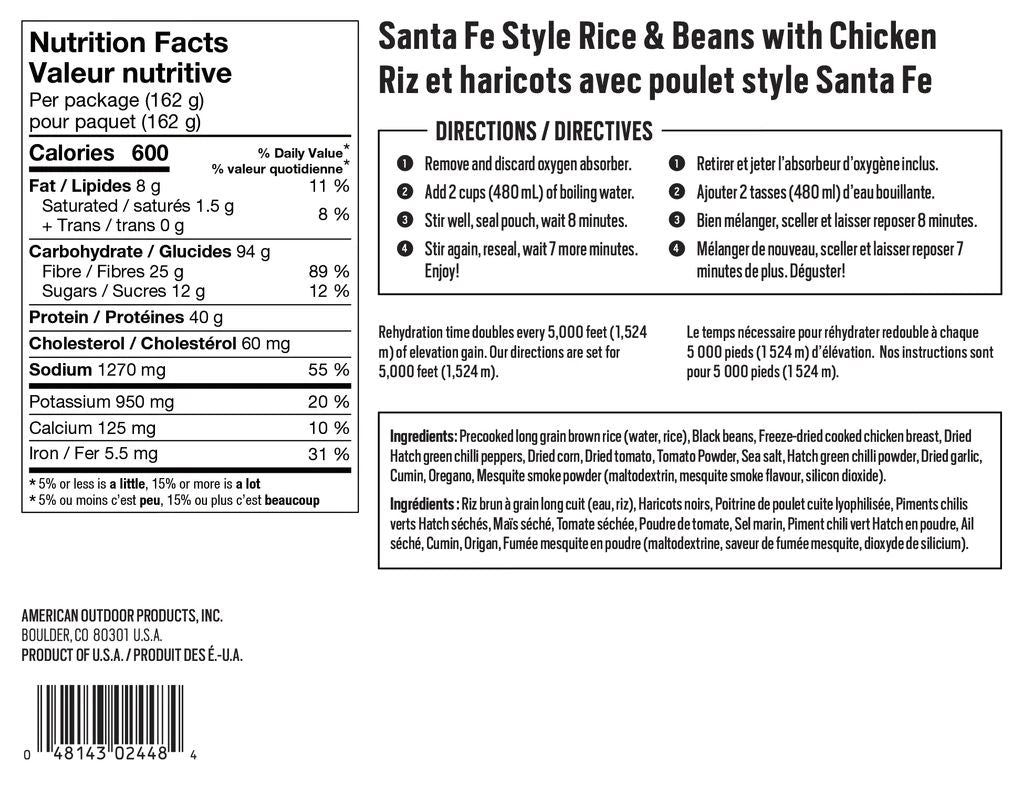 Backpacker's Pantry Santa Fe Style Rice & Beans with Chicken - Freeze Dried Camping Meal, High Protein Backpacking Food, Single Serving - Perfect for Hiking, Backpacking & Emergency Preparedness