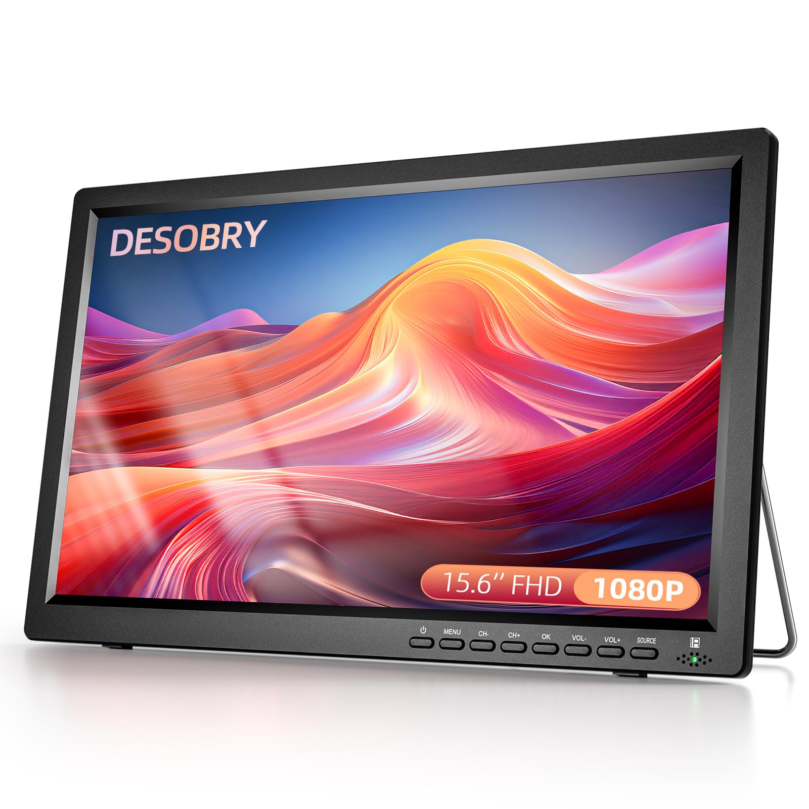 Desobry 15.6 Inch Portable TV with Rechargeable Battery | 1080P HD DVB-T2 Digital Tuner | USB/HDMI/AV Inputs | 12V for RV, Campervan & Travel | Includes Antenna, AC Adapter & Remote Control | Perfect for Camping, Road Trips & Small Spaces
