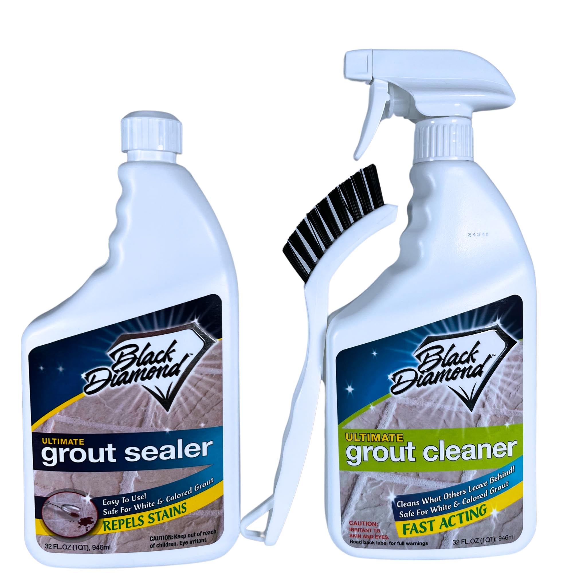 Grout Cleaner & Sealer Kit with Brush - Deep Cleaning & Protection for All Grout Types, Tile Floors, Natural Stone, Showers & Countertops | Perfect for Bathroom, Kitchen & Home Maintenance