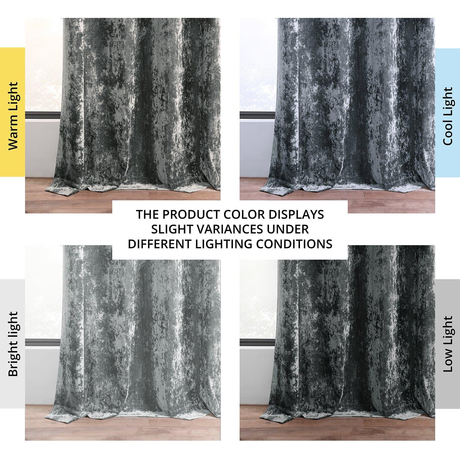 Stone Grey Grommet Blackout Curtains - Lush Crush Velvet Room Darkening Drapes for Bedroom & Living Room - Noise Reducing & Thermal Insulated Window Treatments