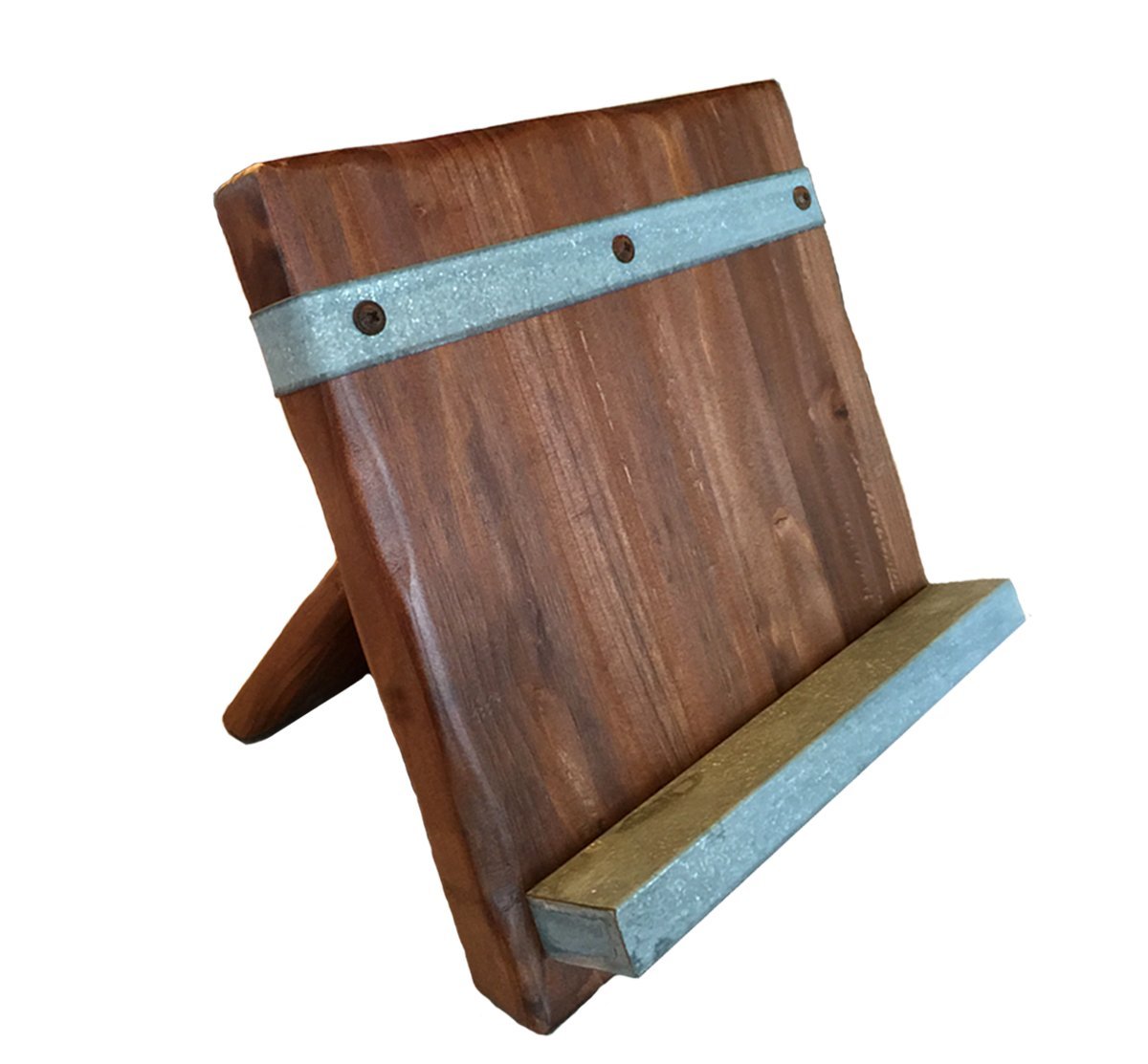 Rustic Wall Co. Reclaimed Wood iPad Tablet Stand & Cookbook Holder - 10 Inch Height - Perfect for Kitchen Counter, Office Desk & Home Decor