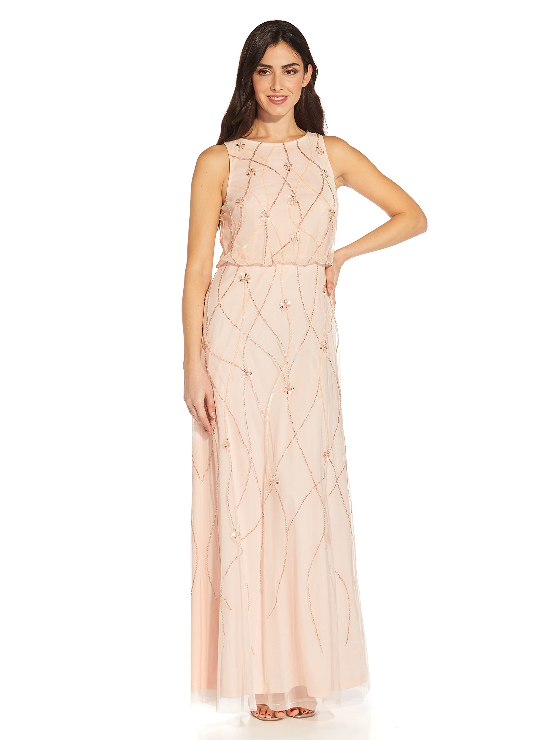 Adrianna Papell Women's Halter Blouson Gown - Elegant Formal Evening Dress for Prom, Wedding & Special Occasions