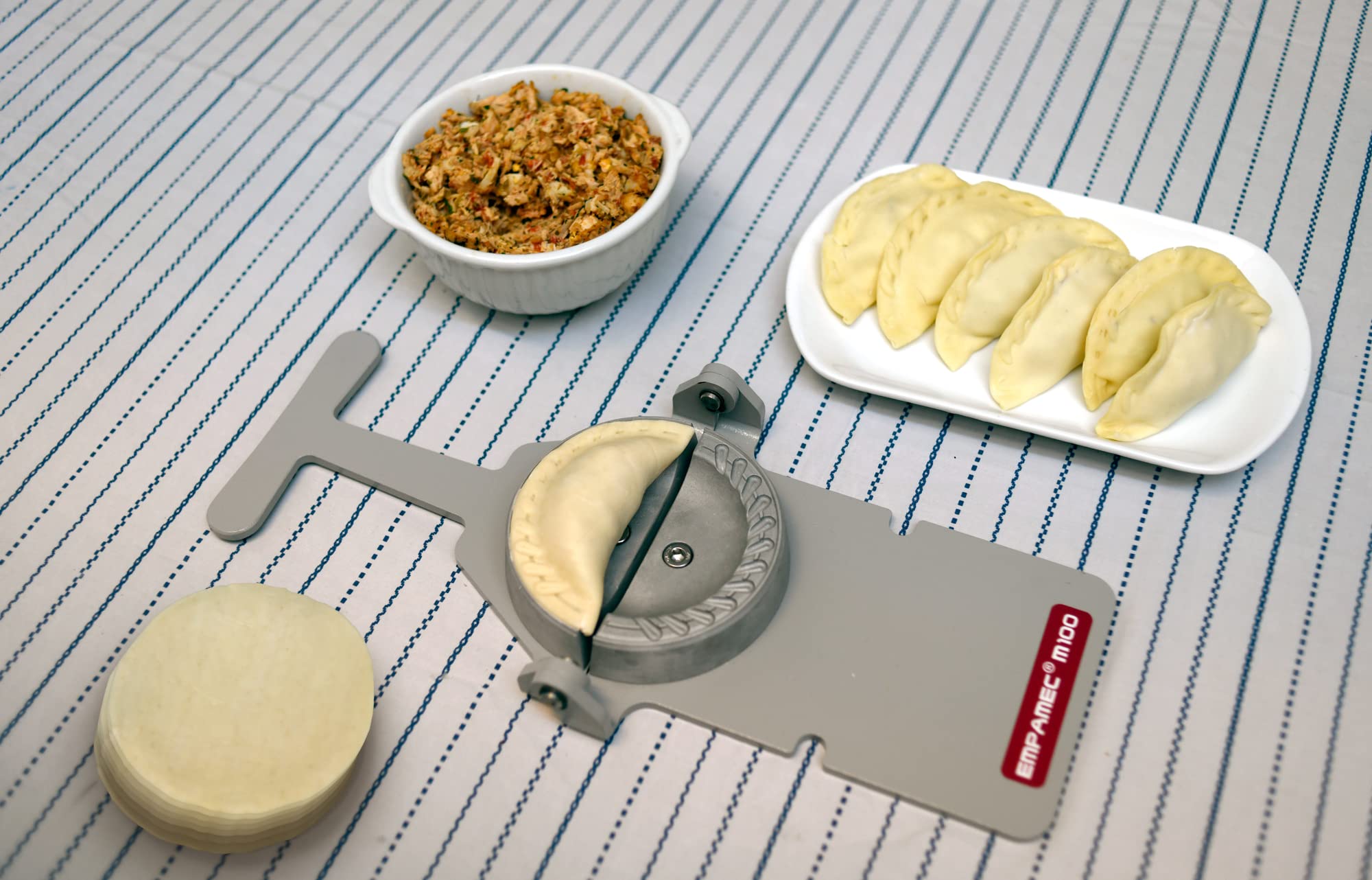 Professional Empanada Maker EMPAMEC - 5” (13cm) Dough Size, Works with Wheat Flour (Harina de Trigo), Makes 100 Empanadas/Hour - Perfect for Restaurants, Catering & Home Cooking
