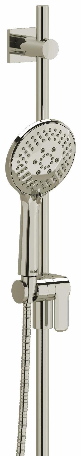 4-Function Adjustable Handheld Shower Head with 36-Inch Slide Bar - Polished Nickel Finish (2020PN RIOBEL) - Perfect for Bathroom Renovation & Spa-Like Shower Experience