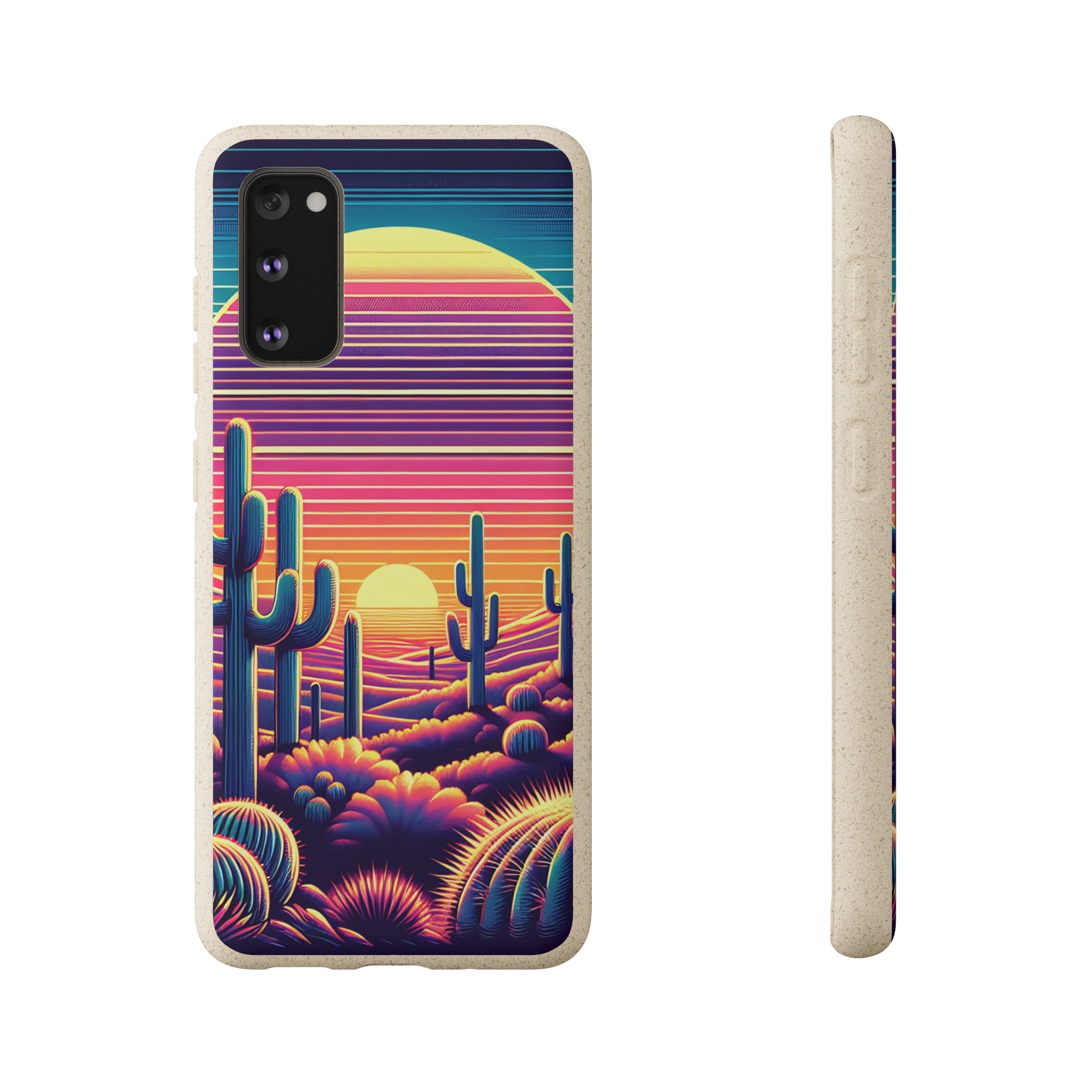 Eco-Friendly Biodegradable Phone Case - Matte Finish Sunset Desert Design, Wireless Charging Compatible for iPhone & Samsung | Perfect for Outdoor Adventures & Daily Use