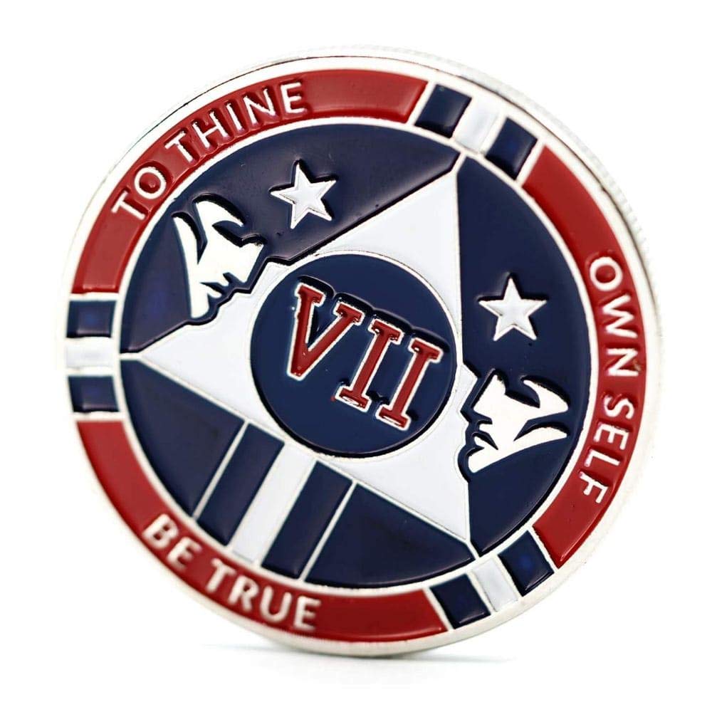 Red and Blue Double Patriot Yearly AA Medallion with Coin Capsule - Alcoholics Anonymous 1-50 Years Sobriety Chip - Perfect for AA Meetings, Recovery Milestones & 12-Step Program Gifts