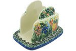 Blue Rose Polish Pottery Napkin Holder - Handcrafted Floral Design for Summer Table Decor | Perfect for Dining Room, Kitchen, and Outdoor Picnic Settings