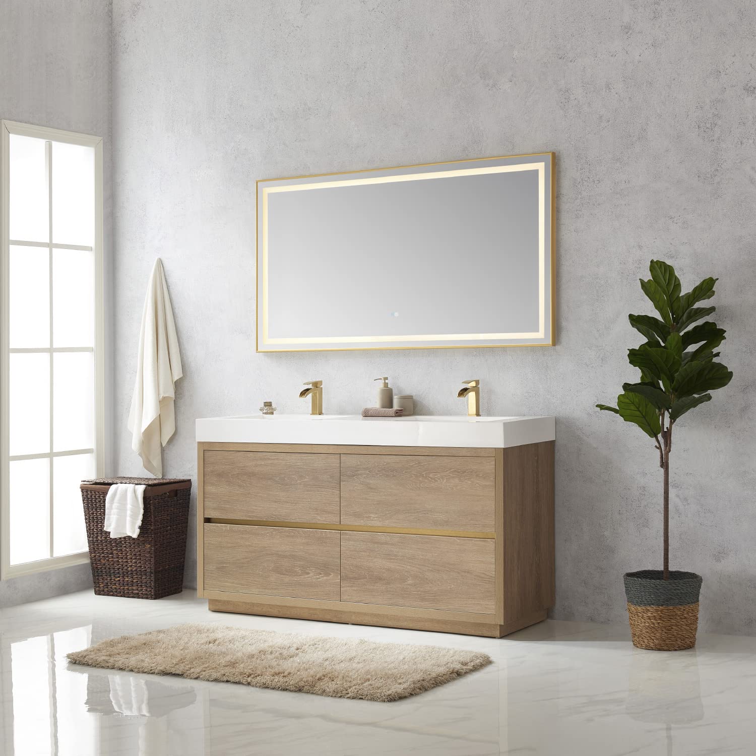 VINNOVA Huesca 36 Inch Bathroom Vanity with Sink - Solid North American Oak Wood - Modern Farmhouse Style for Bathroom Remodel & Home Decor