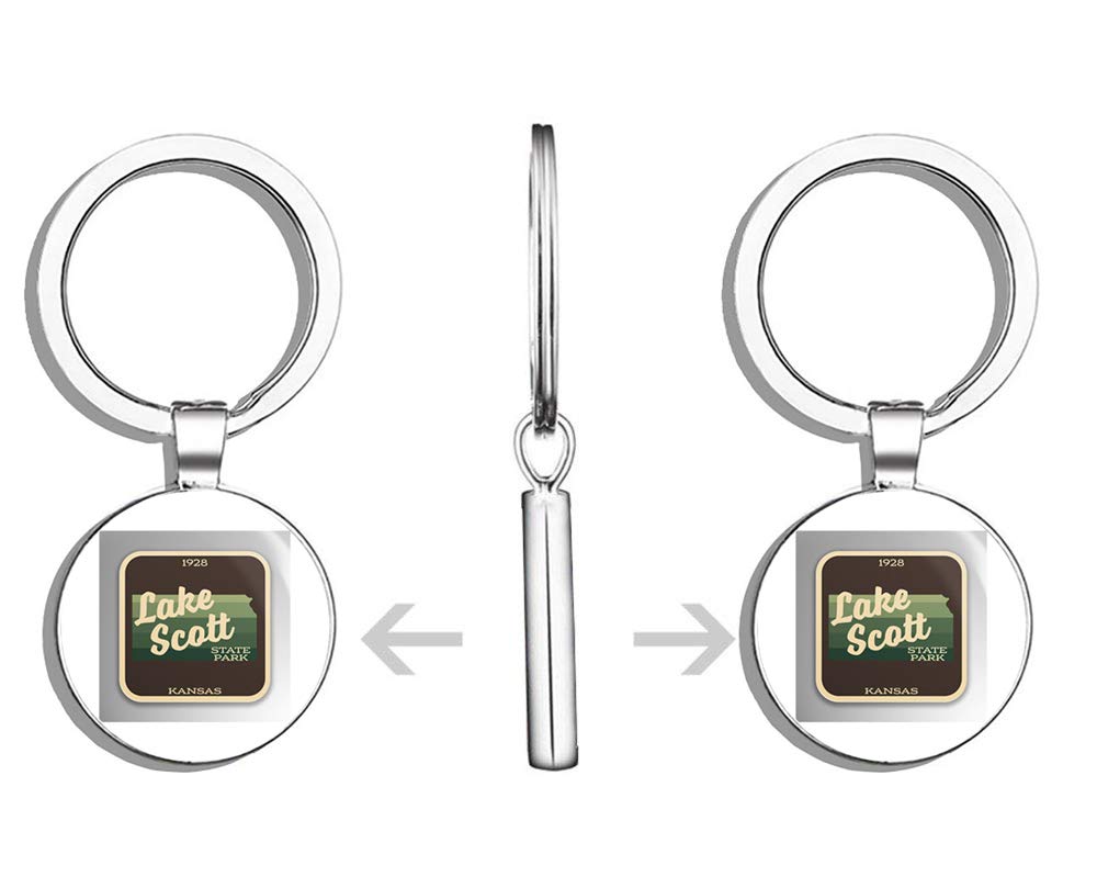Lake Scott State Park Keychain - Double Sided Stainless Steel Key Ring with Carabiner Clip | Perfect for Camping, Hiking, Travel & Outdoor Adventures | Durable Key Holder & Key Finder for Backpacks, Purses & Keychains