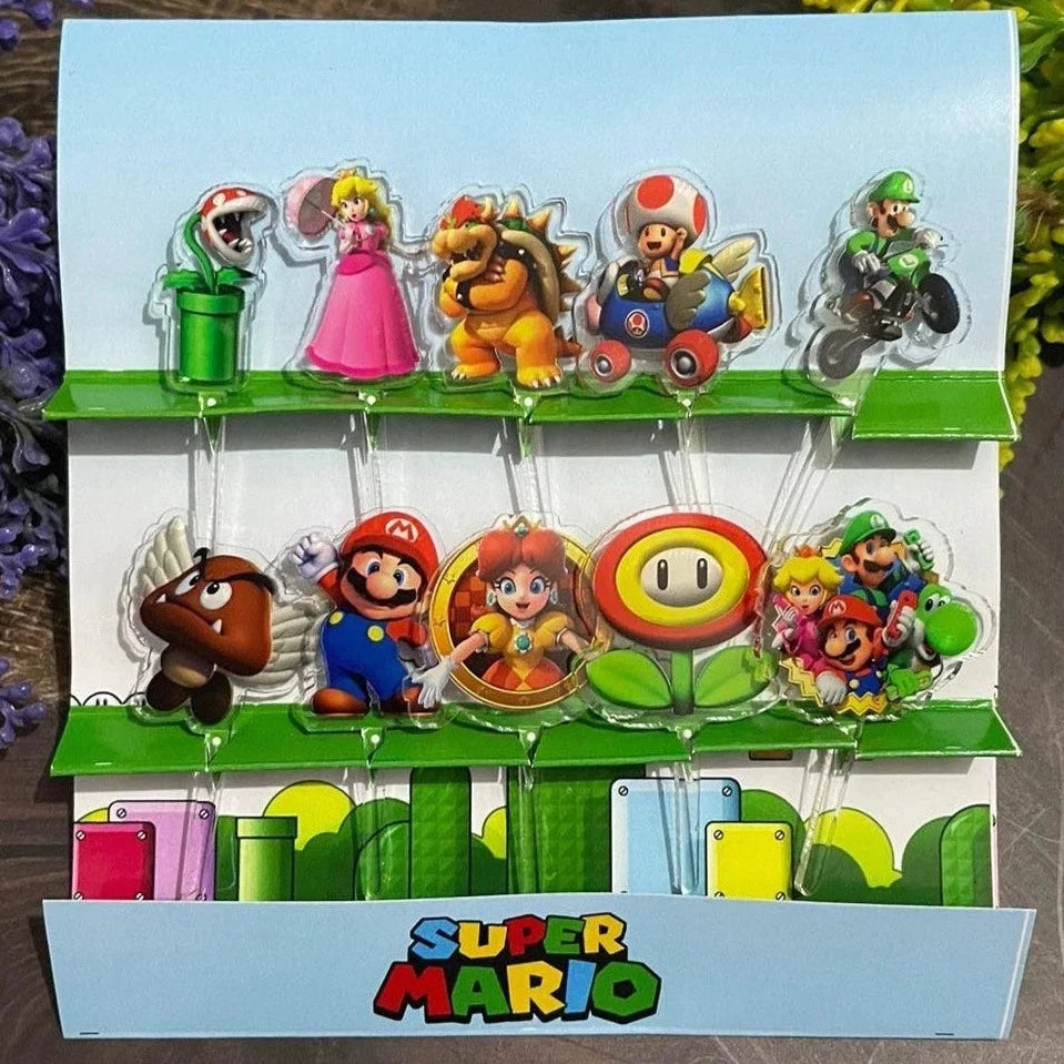 Super Mario Acrylic Food Picks - Fun Party Appetizer Sticks for Birthday, Wedding & Game Night Decorations