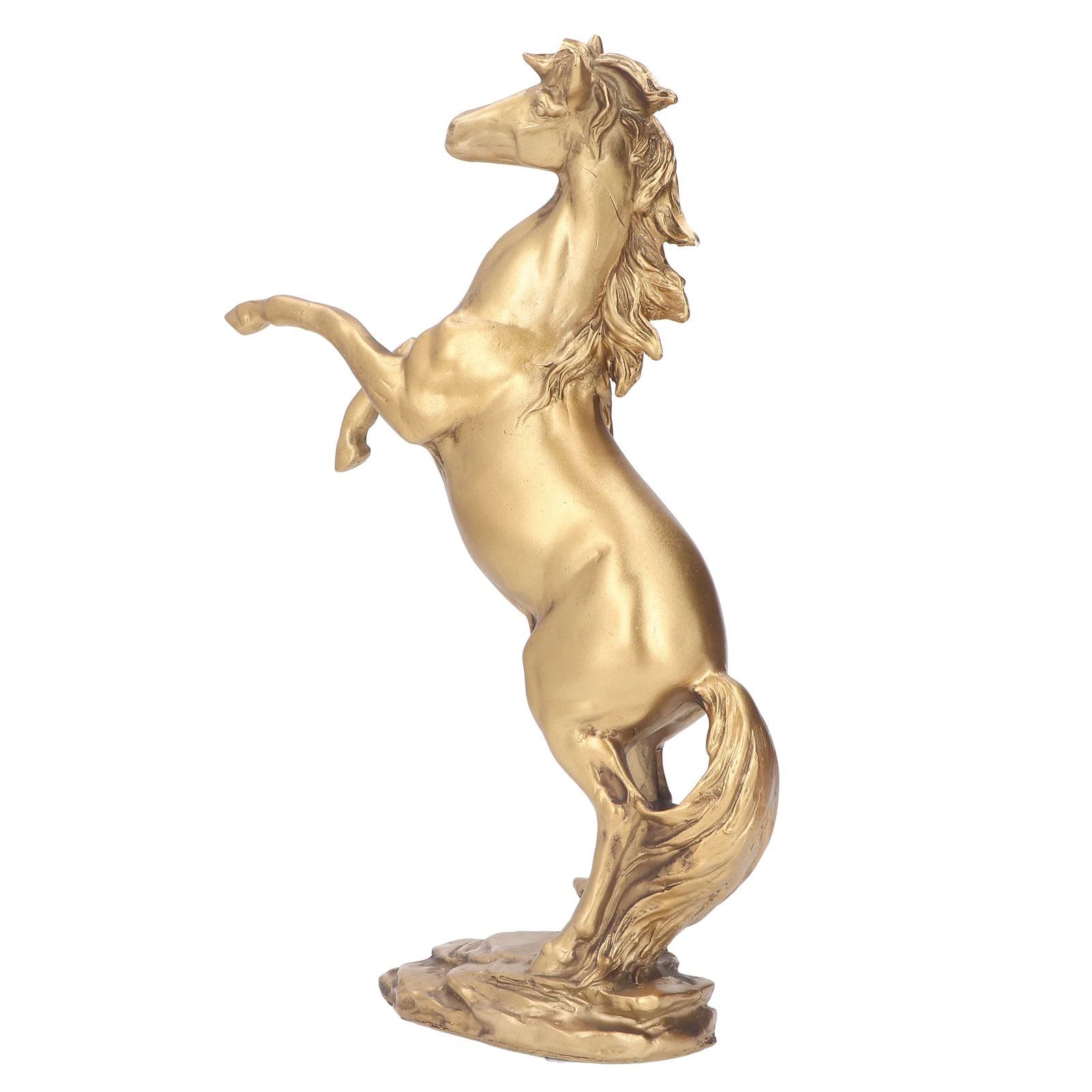 Durable Gold Horse Statue - Fade-Resistant Decorative Horse Figurine for Home, Office, Coffee Shop & Hotel Decor - Elegant Compact Tabletop Ornament for Shelf Display & Gift Giving