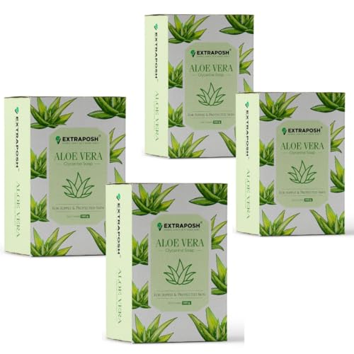 EXTRAPOSH Aloe Vera Soap - 4 Pack of Moisturizing & Gentle Cleansing Bars for Face & Body - Perfect for Sensitive Skin & Daily Skincare Routine