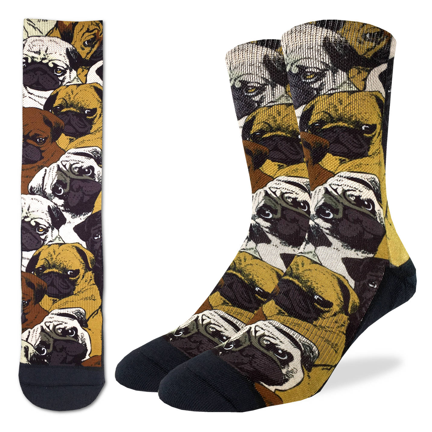 Social Pugs Active Socks - Fun Dog Pattern Athletic Socks for Running, Yoga & Workout - Cute Pug Design Comfortable Crew Socks for Men & Women