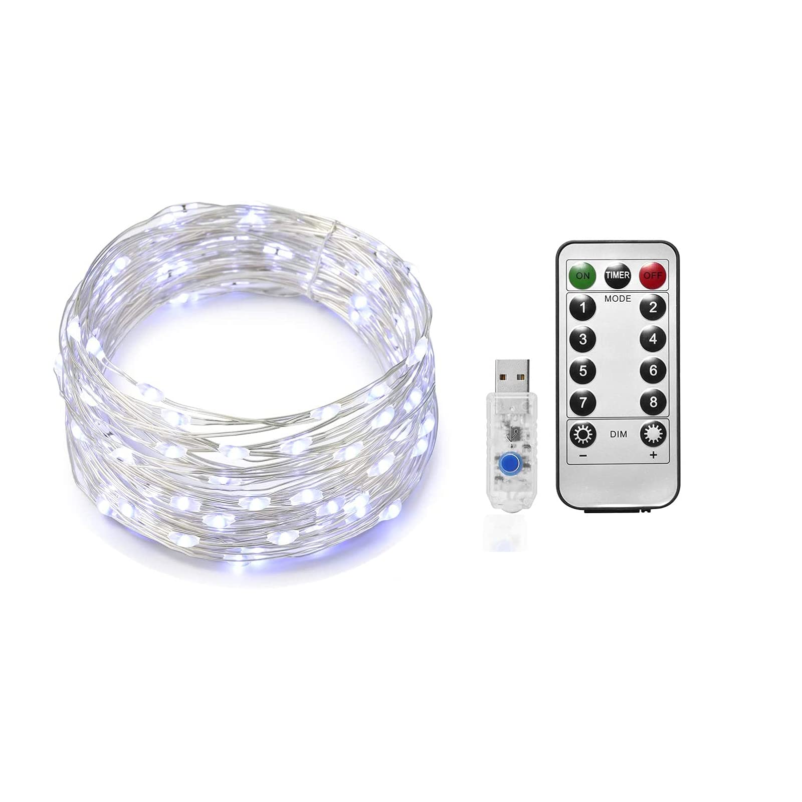 ZJRLY 20M 200LED Fairy Tale String Lights - USB Plug-in Firefly Lights with 8 Modes, Waterproof Copper Wire for Indoor & Outdoor Decor (White) - Perfect for Bedroom, Garden, Wedding & Party Lighting