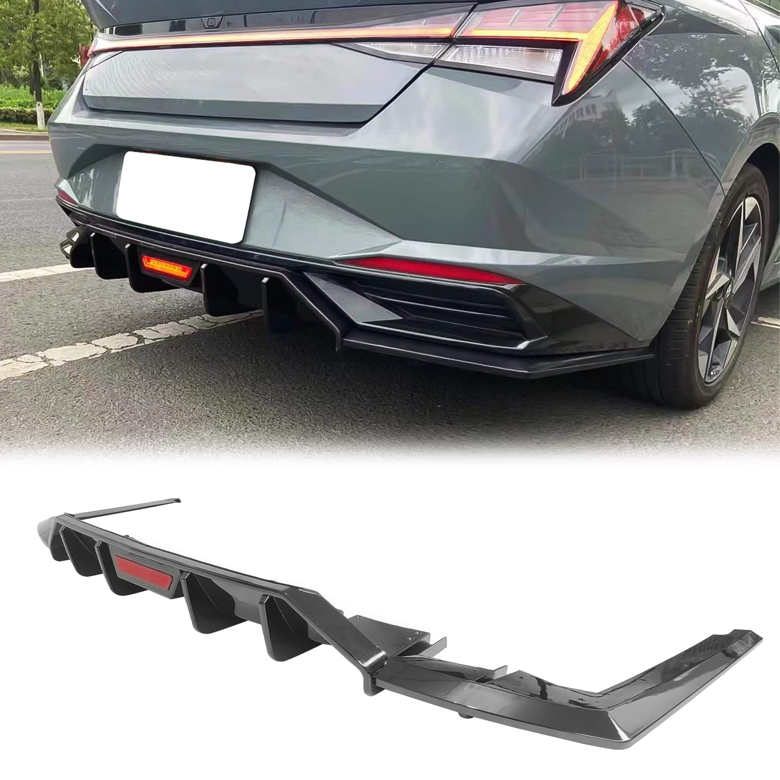 FREEMOTOR802 Gloss Black Rear Bumper Diffuser Lip for 2021-2023 Hyundai Elantra Sedan (4-Door) | IKON Style Body Kit Replacement | Enhances Sporty Look & Aerodynamics for Street Racing & Car Shows