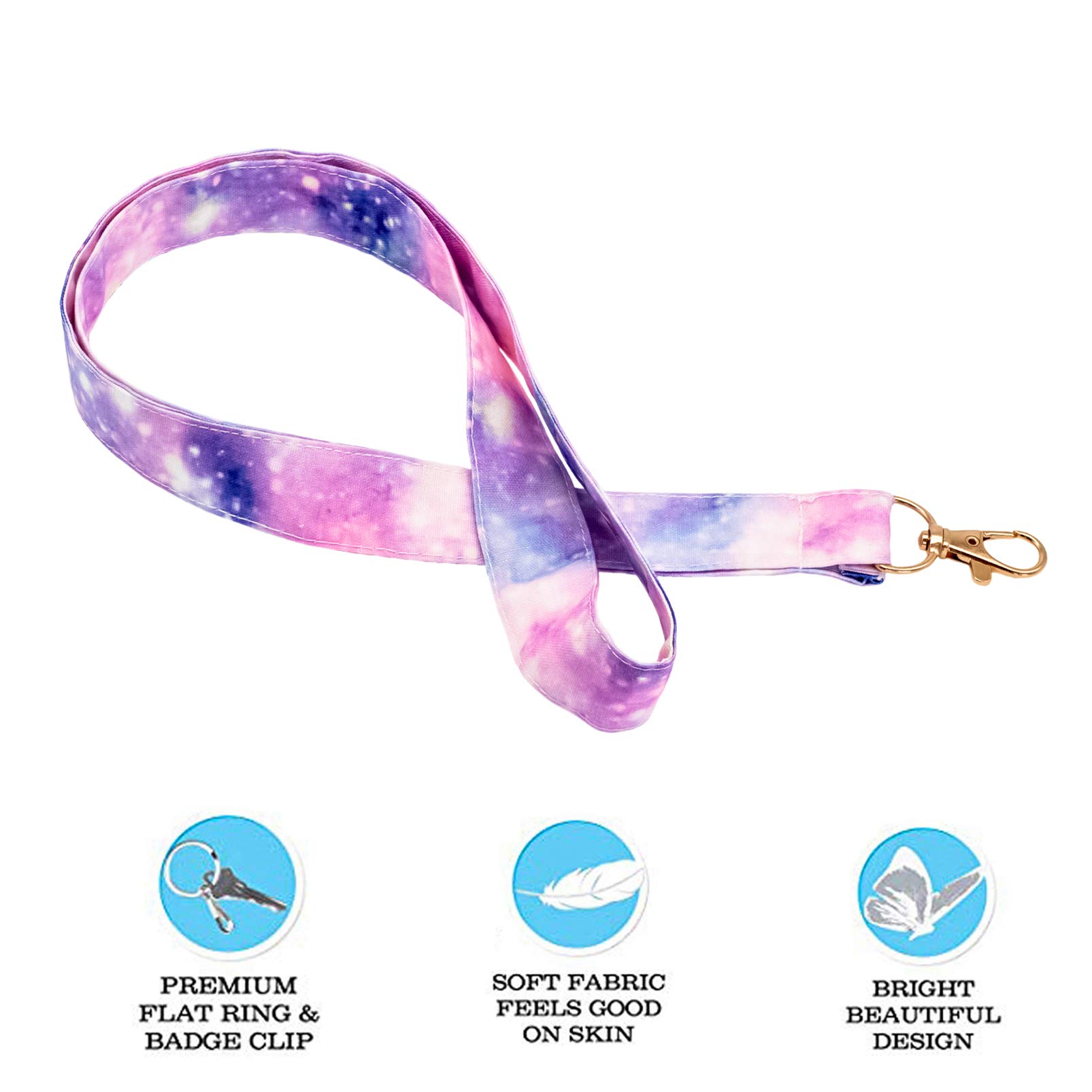 Premium Pink Cloud Keychain Lanyard for Women - Soft Cotton ID Badge Holder for Nurses, Teachers & Office Use