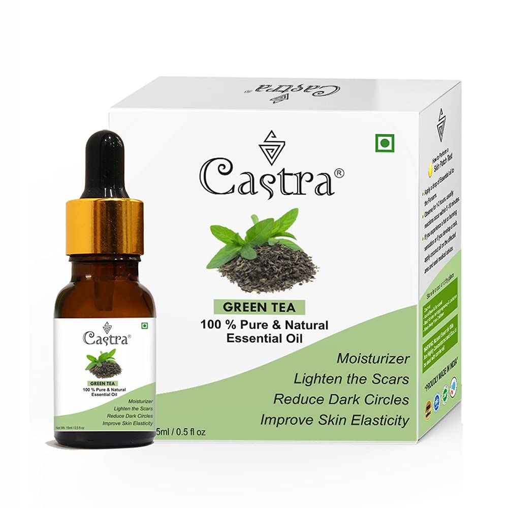 100% Pure & Natural Castra Green Tea Essential Oil for Clear Face & Skin Rejuvenation - 15ml - Perfect for Aromatherapy, DIY Skincare & Relaxation