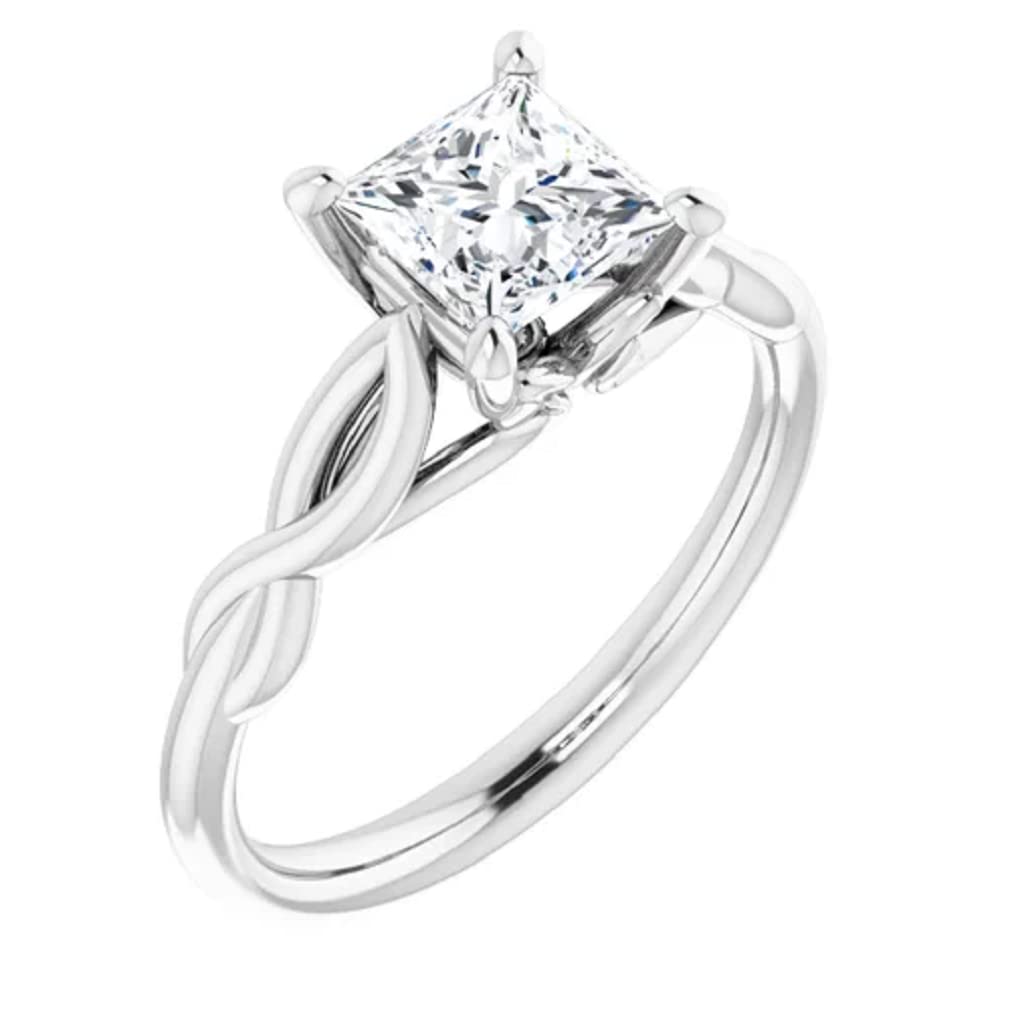 10K Solid White Gold Handmade Princess Cut Moissanite Engagement Ring - 1 CT Solitaire Wedding Band for Women, Bridal Proposal Jewelry - Perfect for Anniversaries, Valentine's Day & Special Occasions