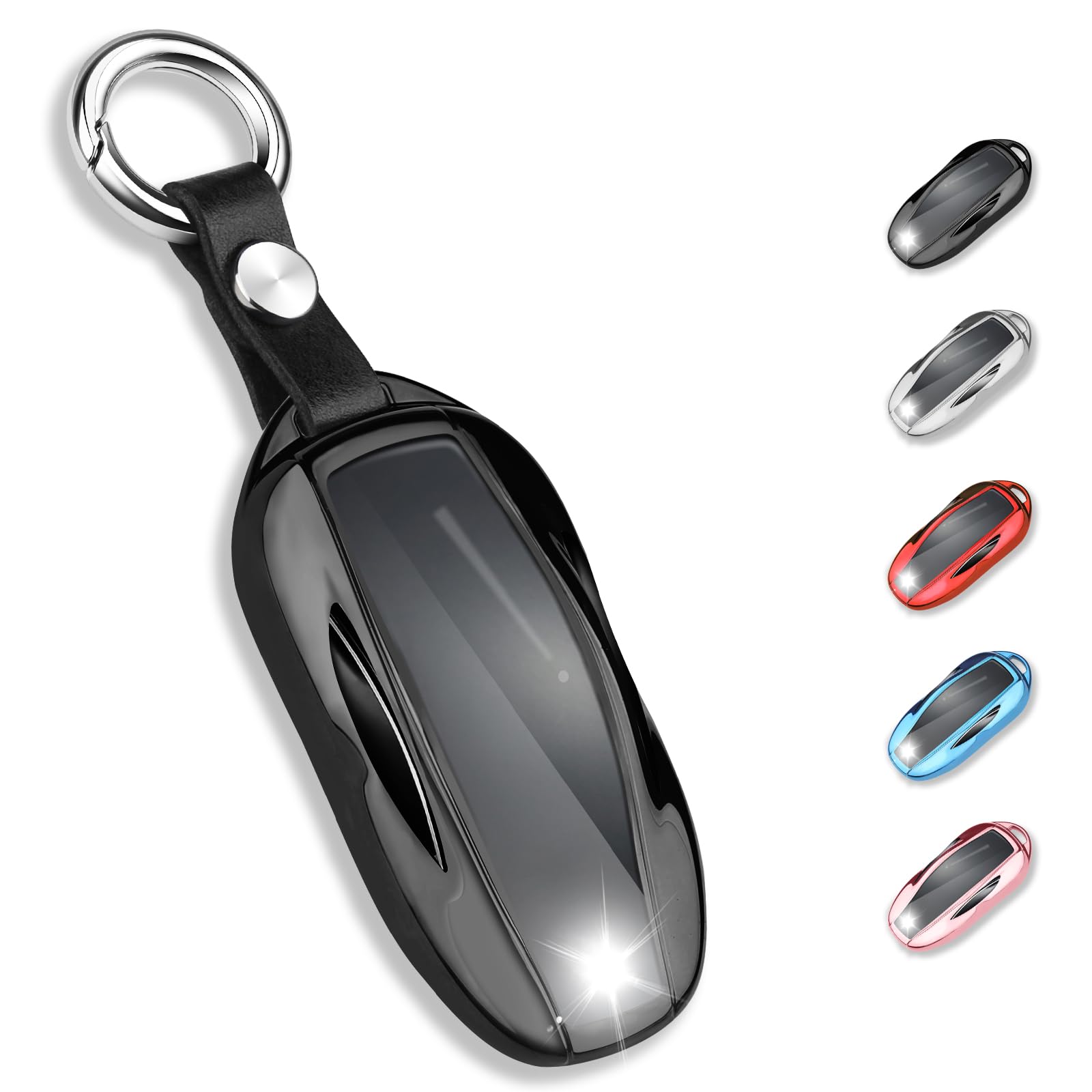 Premium Soft TPU Tesla Key Fob Cover with Keychain - Protective Case Compatible with Tesla Model 3 & Model Y (Black) | Durable & Scratch-Resistant | Perfect for Everyday Use & Car Enthusiasts