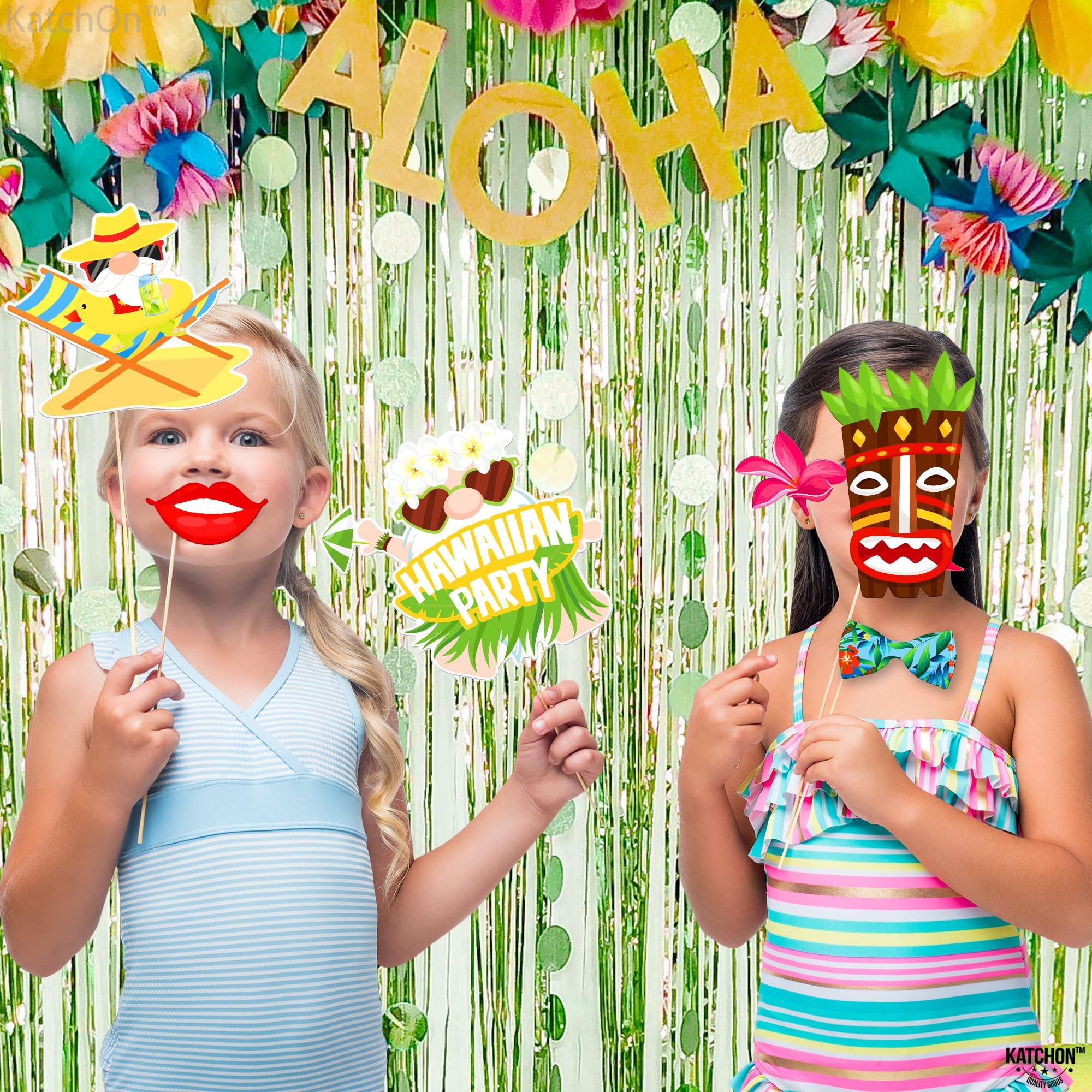 KatchOn Hawaiian Luau Photo Booth Props - 22-Piece Set for Tropical Party Decorations | Hawaiian Themed Party Supplies | Fun Photo Props for Luau, Beach & Summer Parties | Perfect for Birthday, Wedding & Vacation Themes