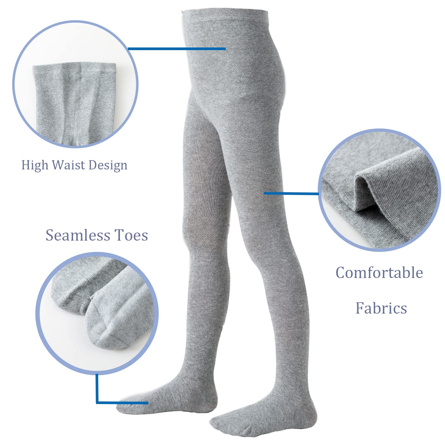 Marchare Girls Winter Tights - Thick Cotton Solid Leggings for Kids, Warm Stockings 2/3 Pack - Perfect for School Uniform & Cold Weather Outfits