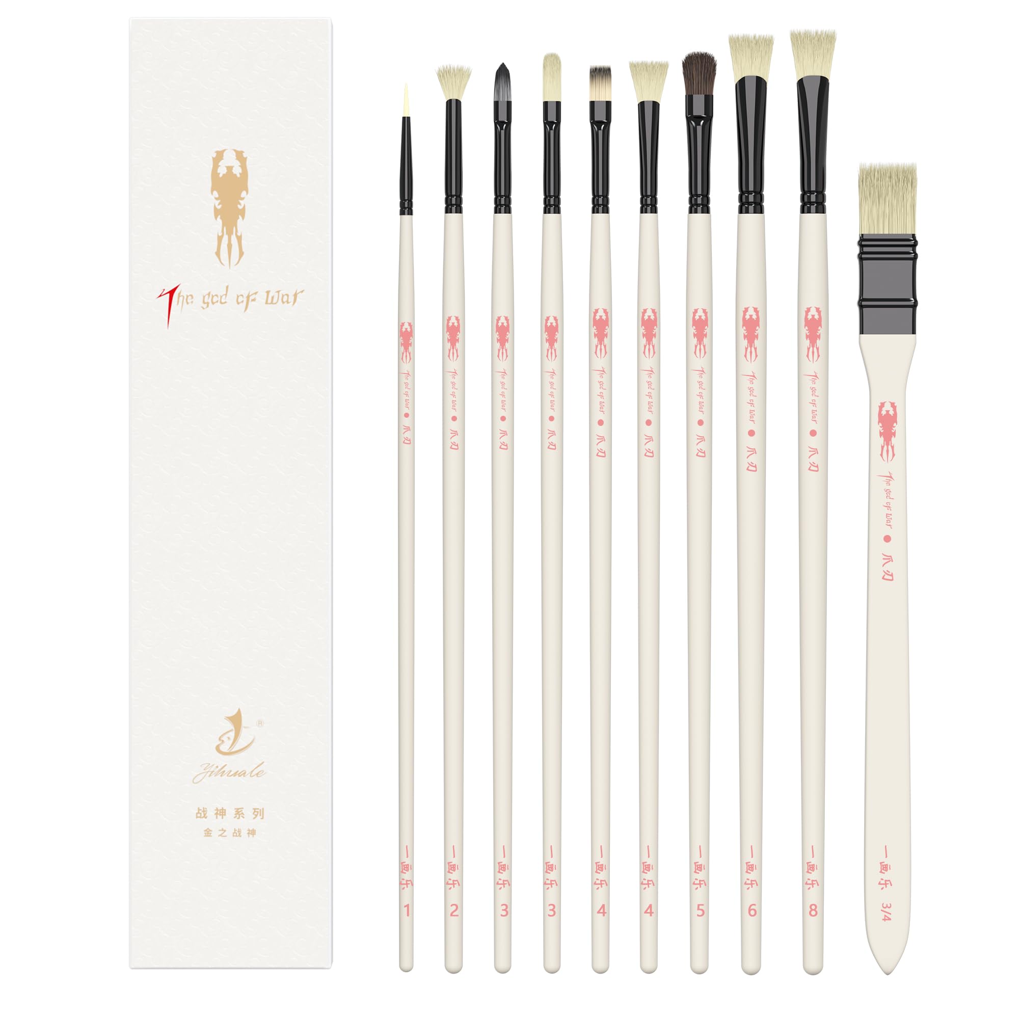 Premium 10-Piece Artist Paint Brush Set for Acrylic, Oil, Watercolor & Gouache Painting - Professional Quality White Brushes for Canvas, Wood & Fabric Art Projects