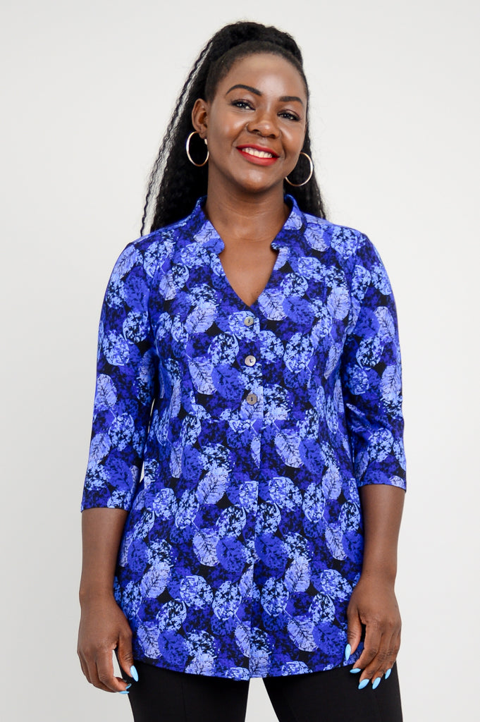 Edwina Women's Bamboo Top with Ice Foliage Print - Breathable & Comfortable Summer Blouse for Casual Wear, Office, and Outdoor Activities