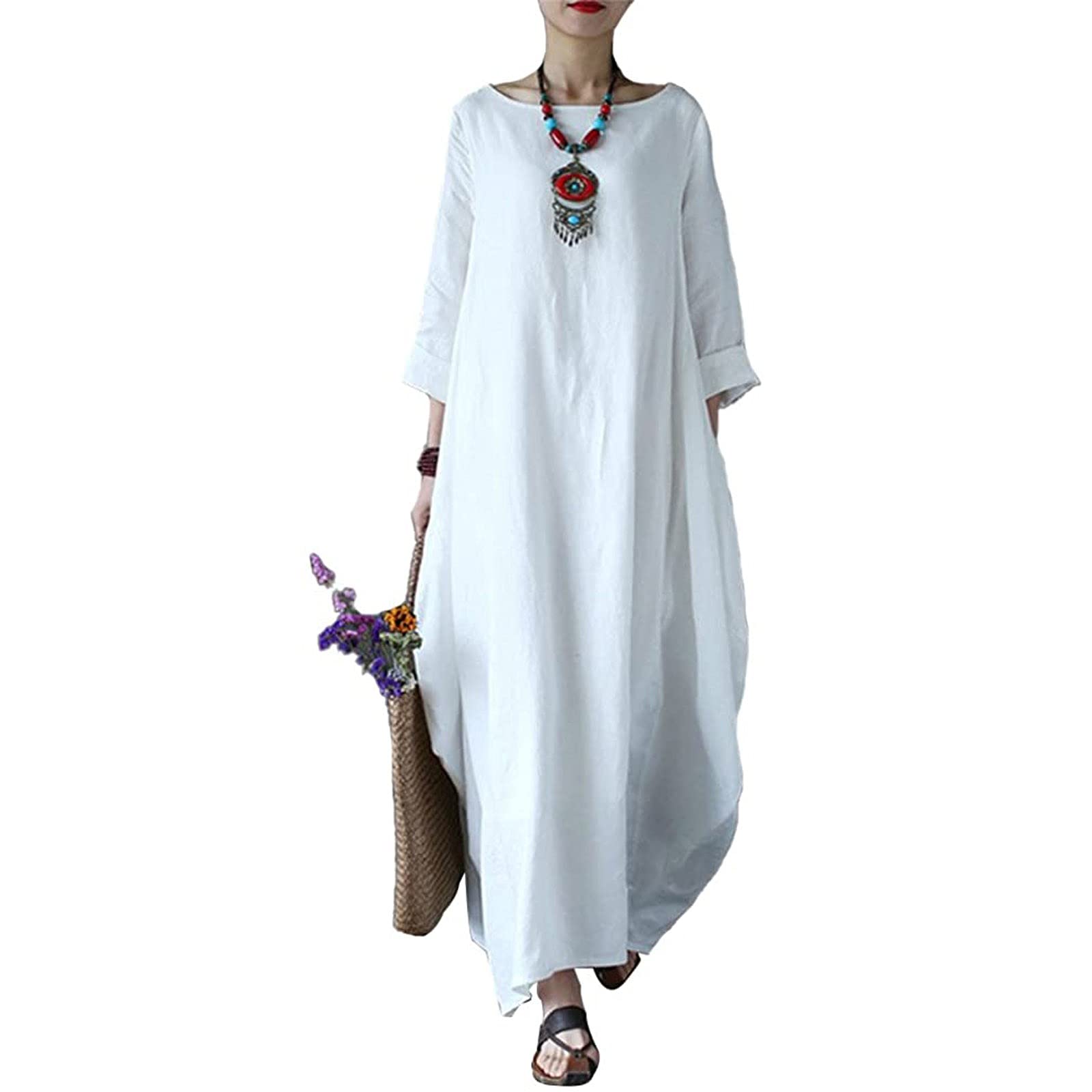 Ashowlaco Women's Graduation Dress - Elegant O-Neck Midi Dress with Medium Sleeves for Weddings, Parties & Special Occasions | Perfect for Graduation Ceremonies, Bridal Showers & Formal Events