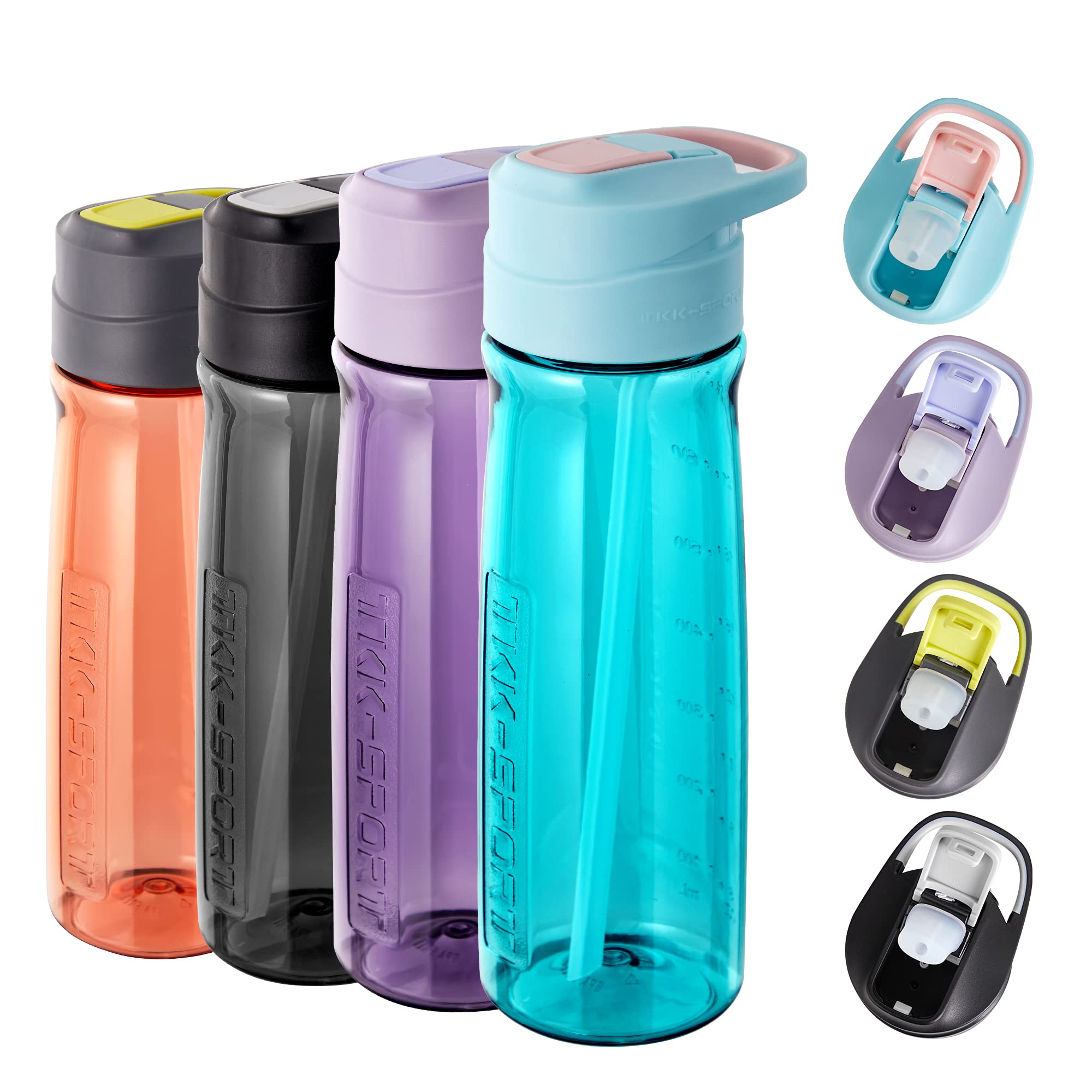 20/27oz BPA-Free Tritan Clear Water Bottle with Straw - Leak Proof, Lightweight & Lockable Lid for Sports, Travel, Camping, Cycling - Perfect for Kids & Adults (Teal) - Stay Hydrated at Gym, School or Outdoor Adventures