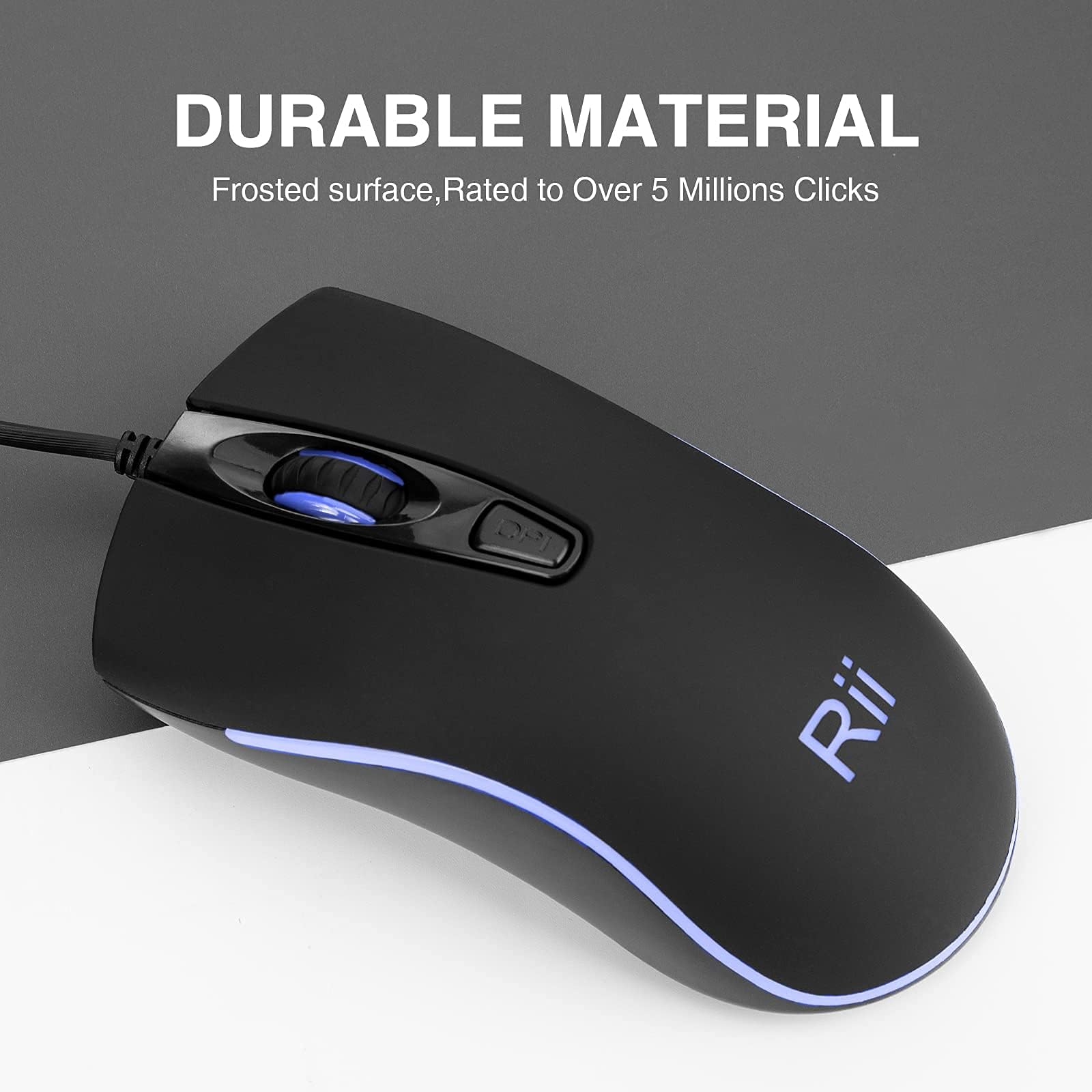 Rii RM105 RGB Wired Mouse - Ergonomic USB Optical Mouse for PC, Laptop & Chromebook - Gaming & Office Use