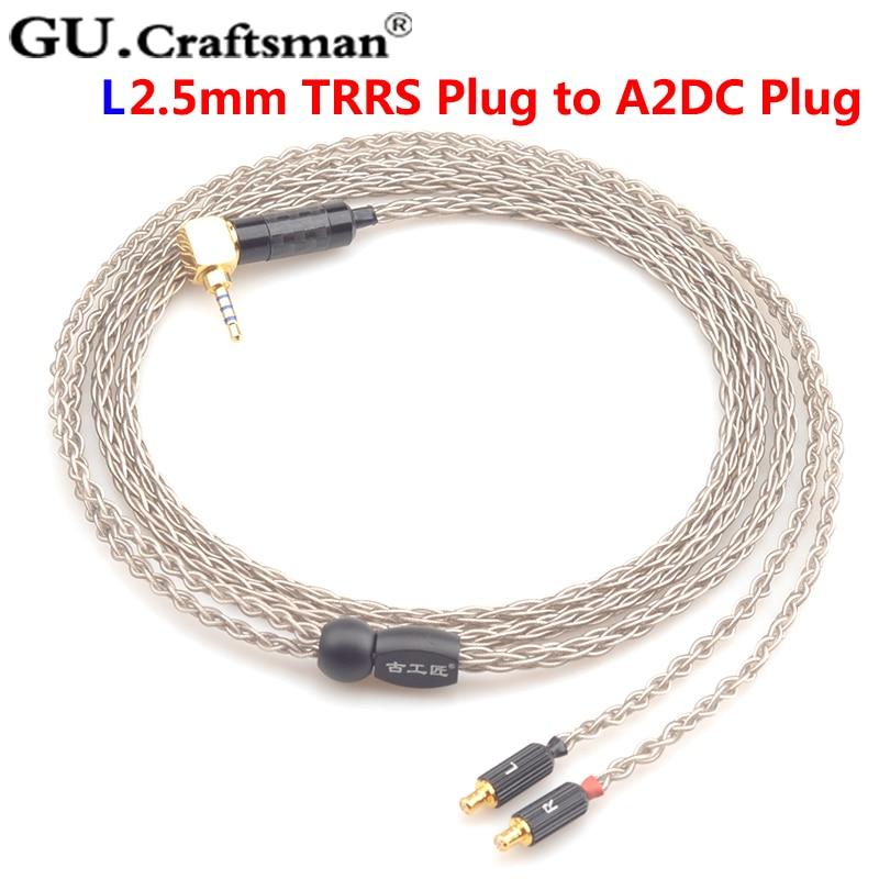 Premium GUCraftsman 6N Silver Upgrade Audio Cables for Audio-Technica ATH CKR90is/CKR100is/CKR1100is/LS400/LS300/LS200/E40 - Enhanced Sound Quality for Audiophiles & Professional Studio Use