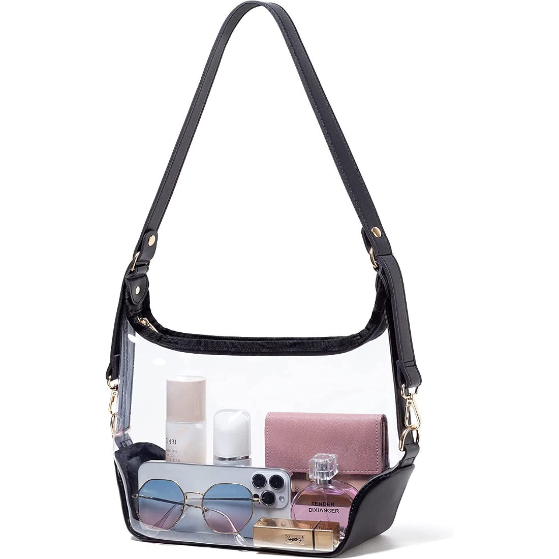 BYKOINE Women's Clear Crossbody Bag - Leather Purse for Concerts, Sports Games & Festivals | Stadium Approved Clear Purse for Events, Travel & Night Out