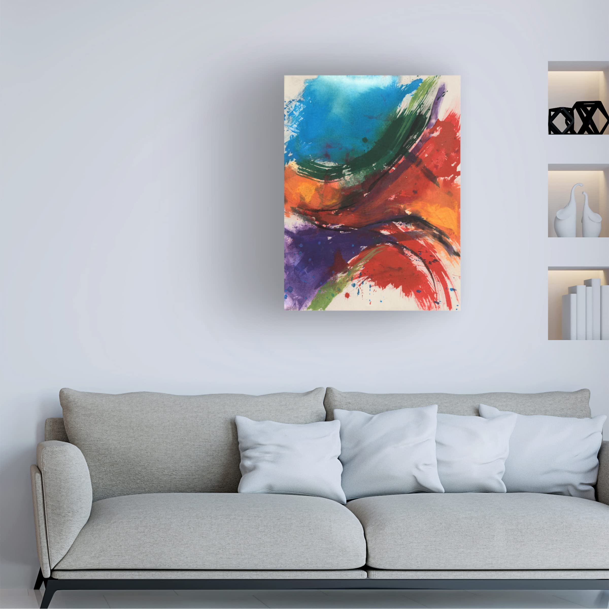 Jennifer Goldberger 'Primary Splash I' Canvas Wall Art Print - Modern Abstract Painting for Living Room, Bedroom & Office Decor