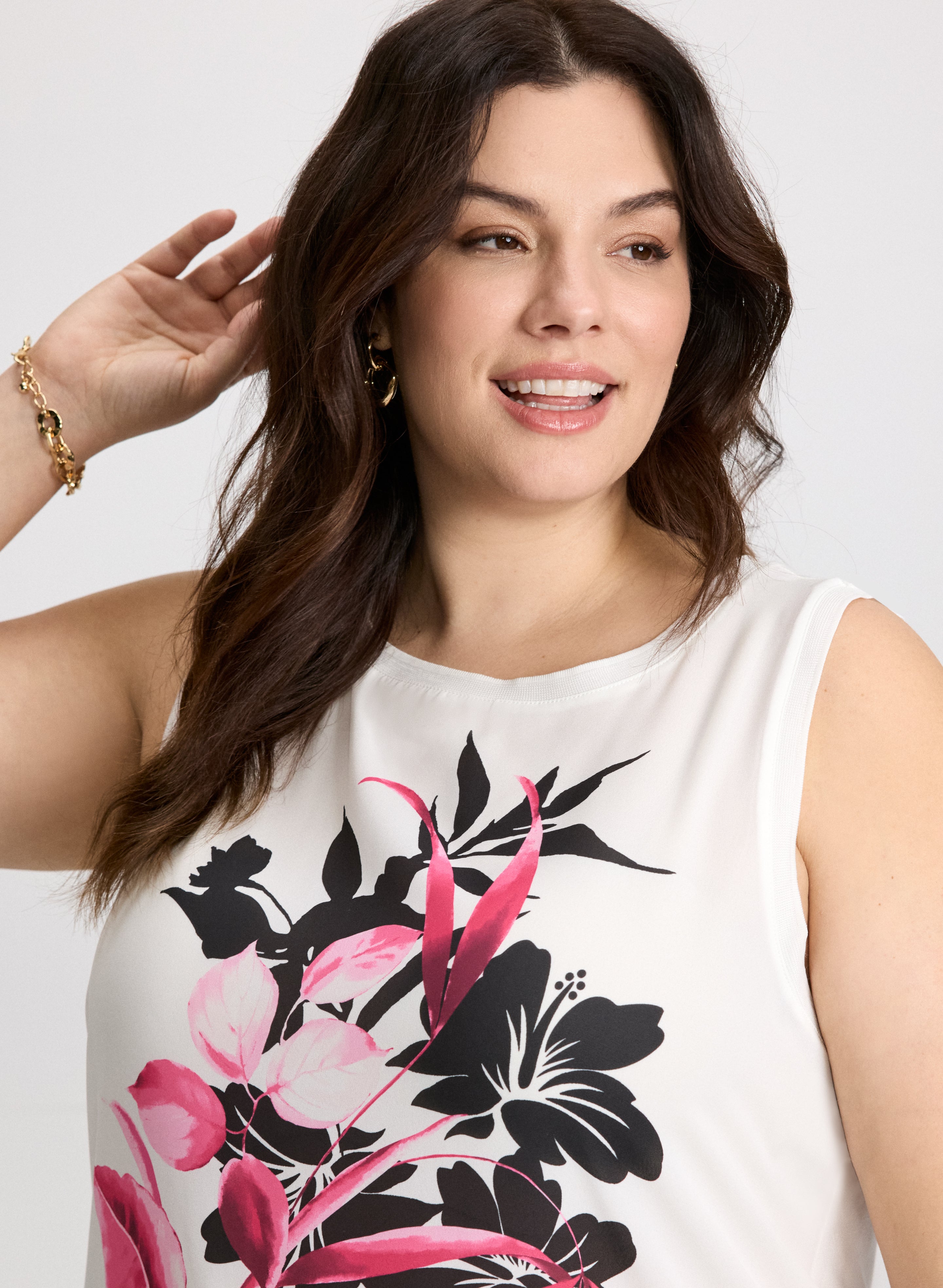 Floral Print Blouse for Women - Elegant Floral Placement Design - Perfect for Spring Outfits, Office Wear & Casual Dates