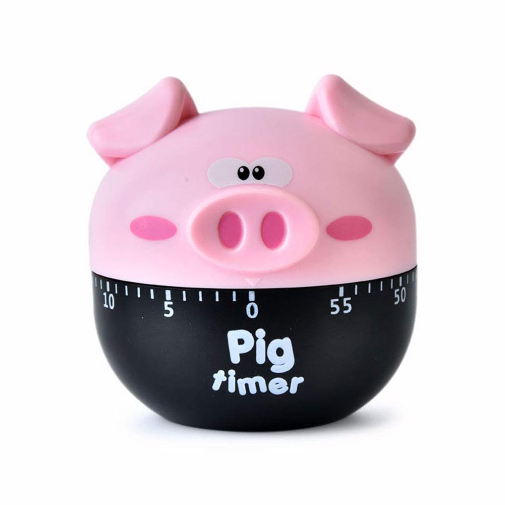 **60-Minute Cute Cartoon Pig Kitchen Timer - Loud Alarm Mechanical Cooking Timer for Baking, Study & Classroom (Pink)**