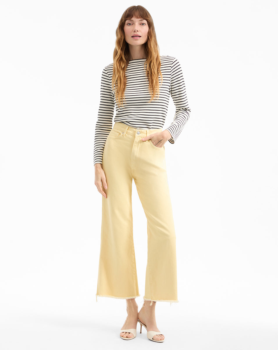 Taylor Cropped Wide Leg Jeans for Women - High Waist Distressed Denim Pants - Casual & Trendy Outfit for Streetwear, Travel, and Everyday Wear