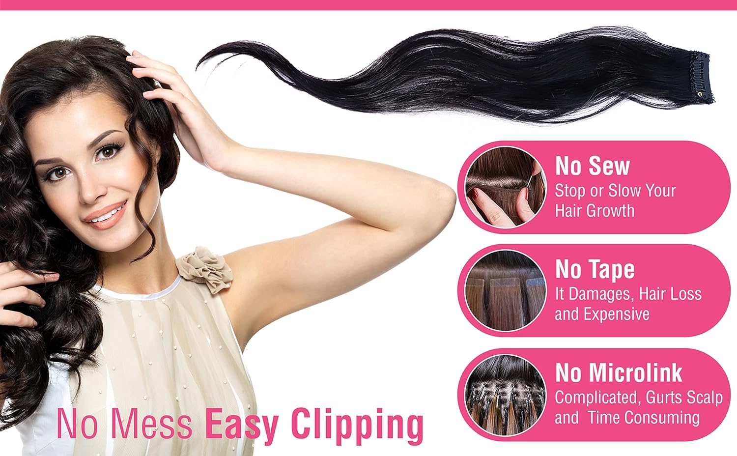 LUXURIUSHAIR 2Pcs Clip-in Human Hair Side Bangs - 18 Inch Wavy Fringe Hair Extensions for Women (Natural Black) | Perfect for Daily Wear, Cosplay & Hairstyle Transformation