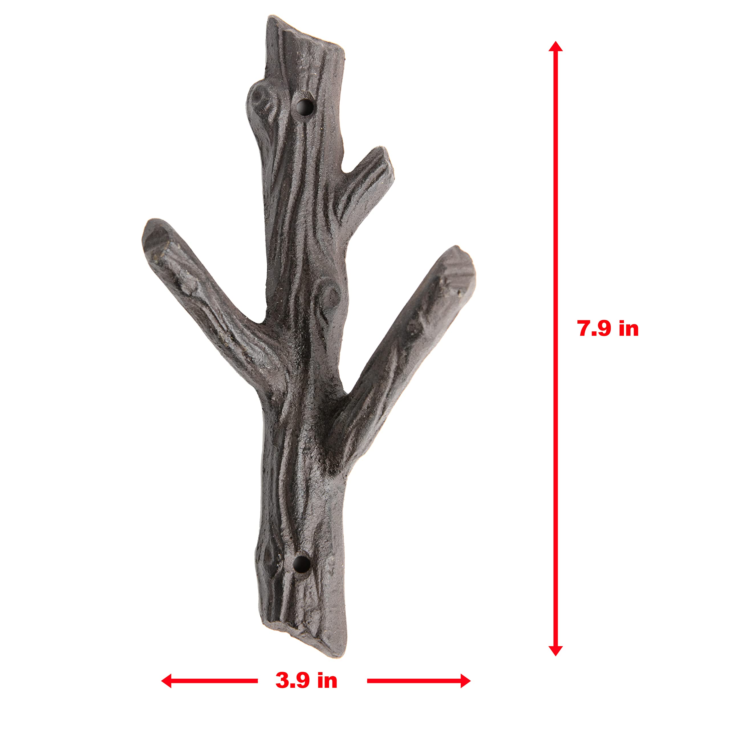 Giftcraft Set of 2 Tree Branch Wall Hooks - Heavy Duty Cast Iron Coat Rack for Towels, Jackets & Hats - Rustic Nature-Inspired Home Decor for Entryway, Bathroom & Bedroom Organization