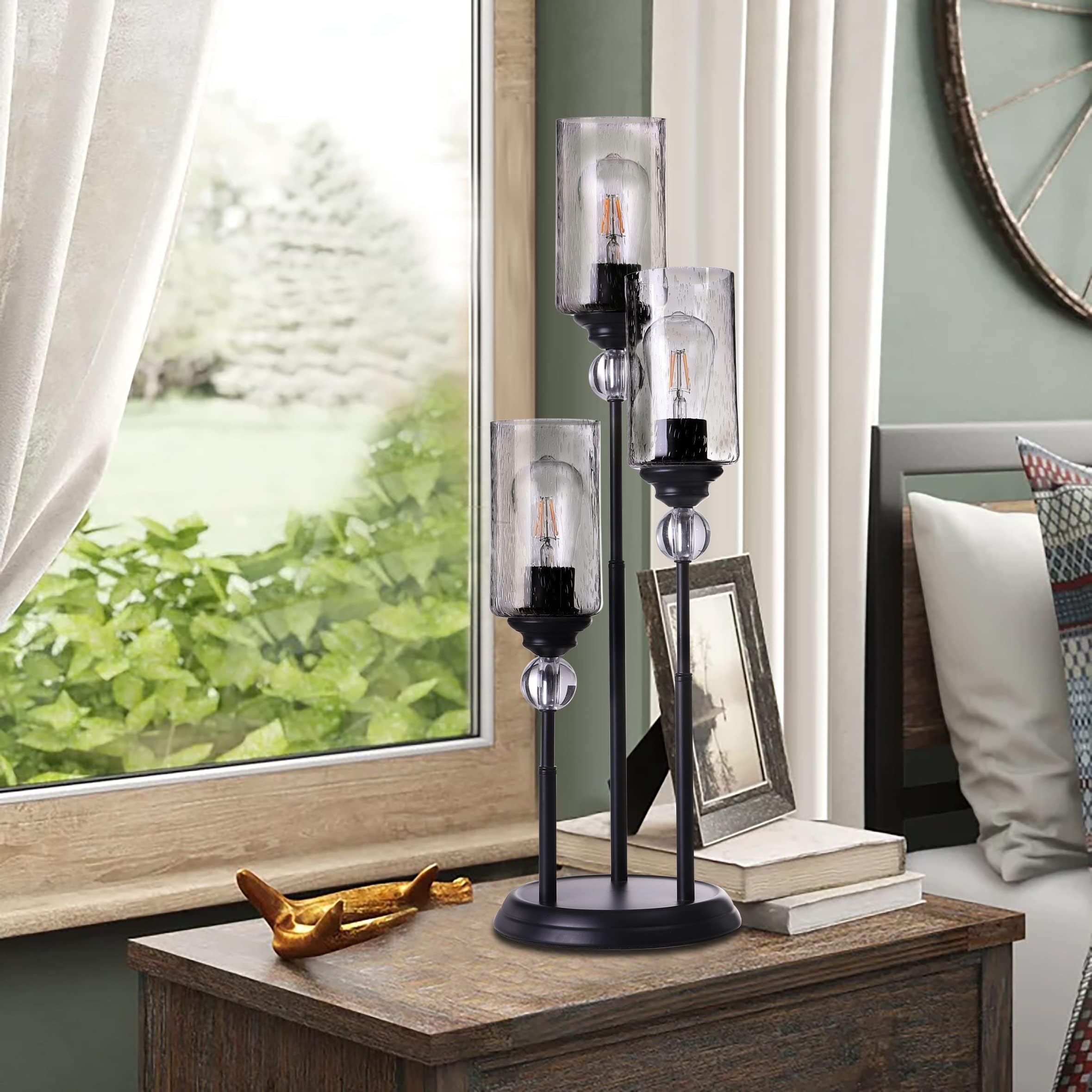 TOCHIC 3-Light Modern Table Lamp with Glass Shade - 28.8