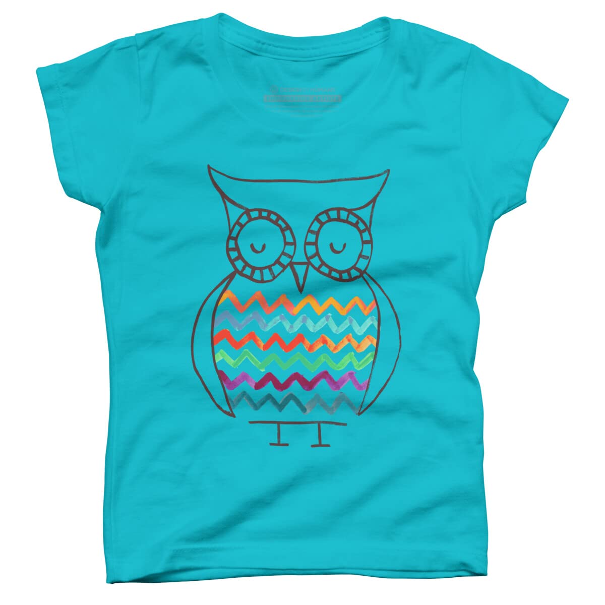 Design By Humans Girls Preppy Owl Graphic T-Shirt by Radiomode - Cute Casual Tee for School, Outings & Everyday Wear