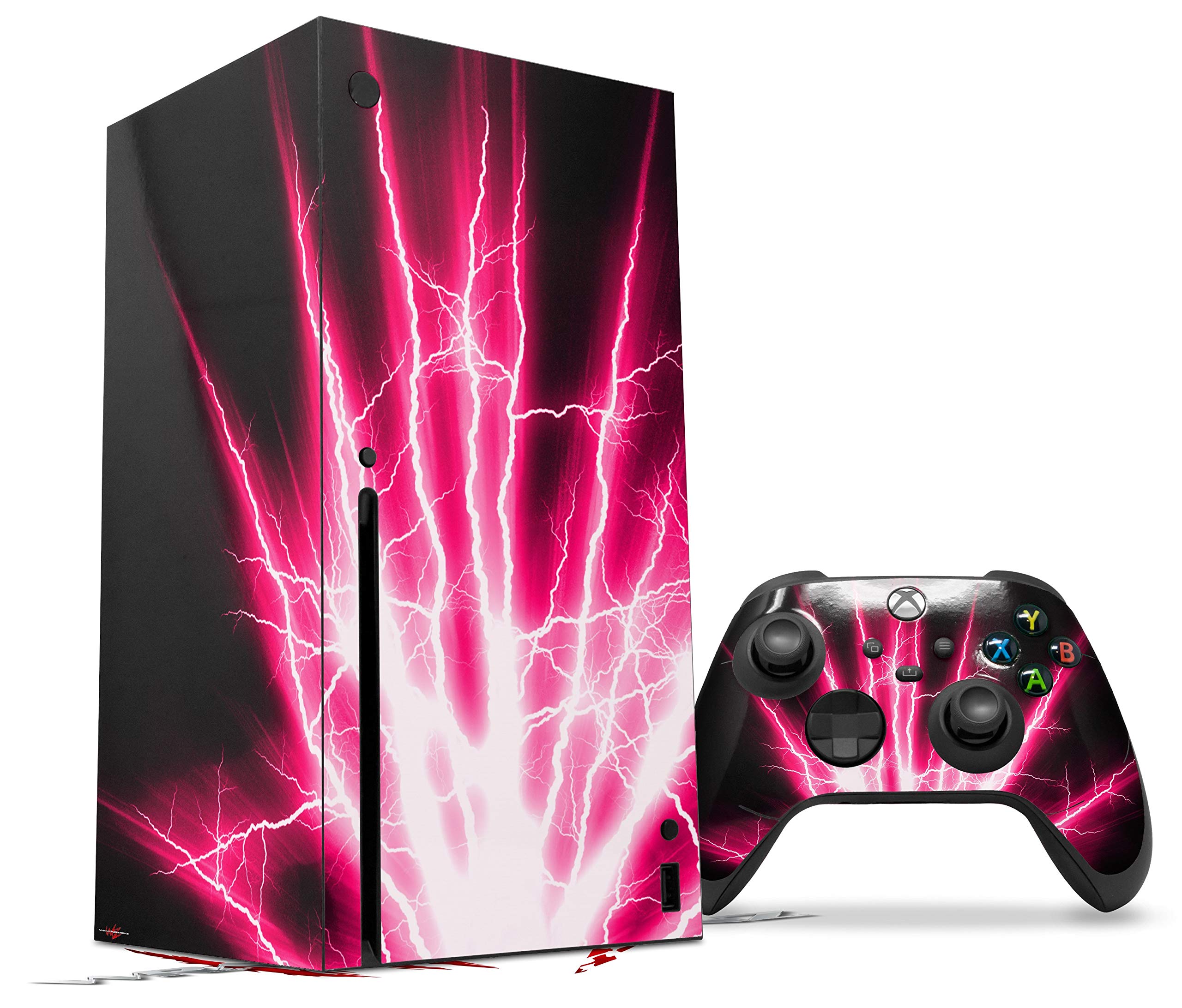 XBOX Series X Console & Controller Vinyl Wrap Skin Decal - Lightning Pink (GAMING CONSOLE NOT INCLUDED) | Protective Custom Cover for Gaming Accessories | Perfect for Gaming Setups, Streamer Backgrounds & Console Protection