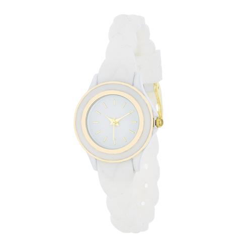 Elegant Carmen Braided Women's Watch with White Rubber Strap - Perfect for Office, Casual Wear & Special Occasions